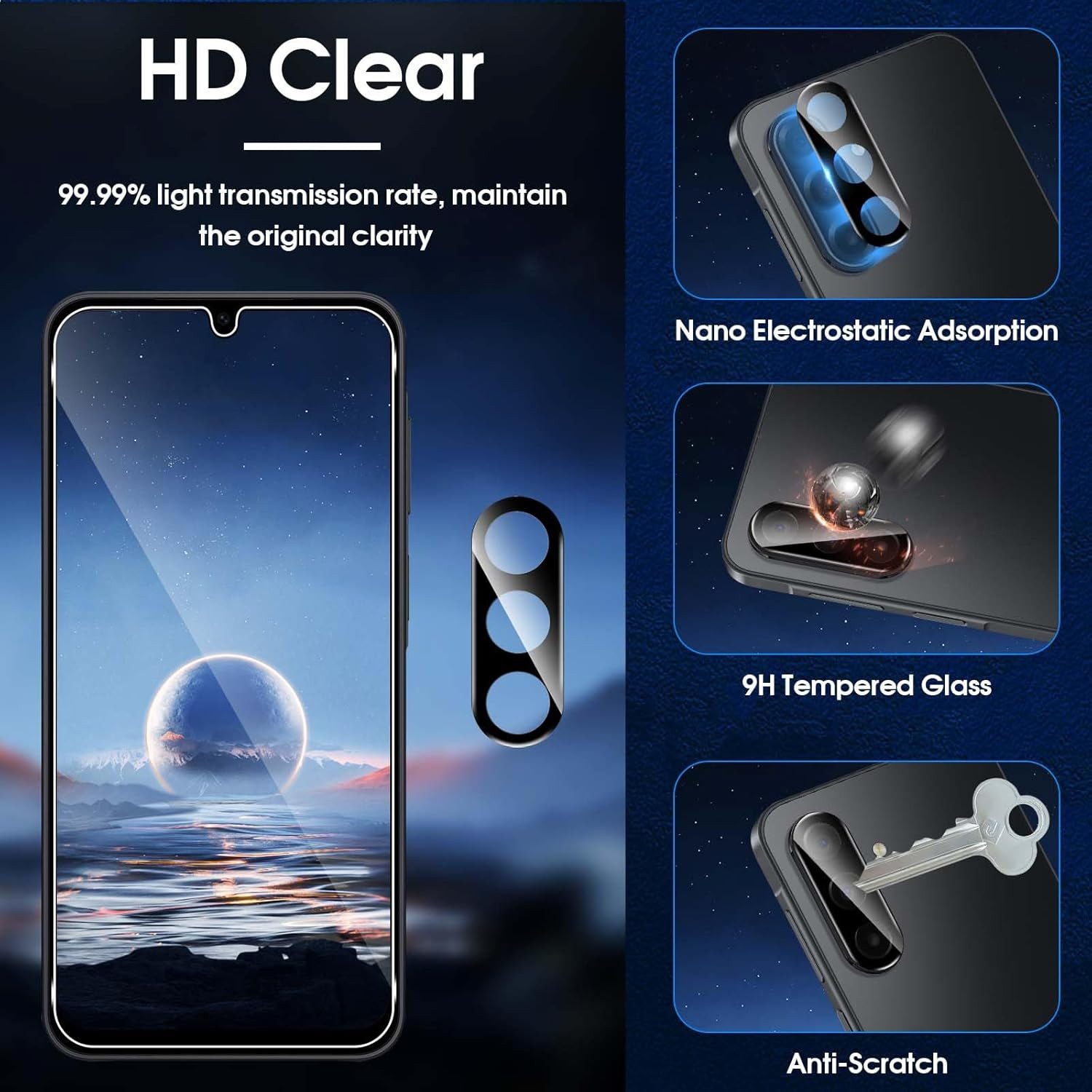 CLM-Tech Kameraschutzglas 2X für Samsung Galaxy A17 5G, Linse Schutzglas 9H Glas - Folie kristallklar Panzerglas, 2 Stück, Kratzfest – Bild 5 von 5