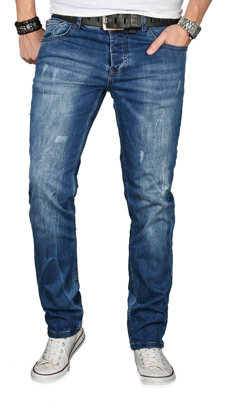 Alessandro Salvarini Straight-Jeans ASGenova Stretch mit Elasthan mittelblau | Straight-Fit Jeans