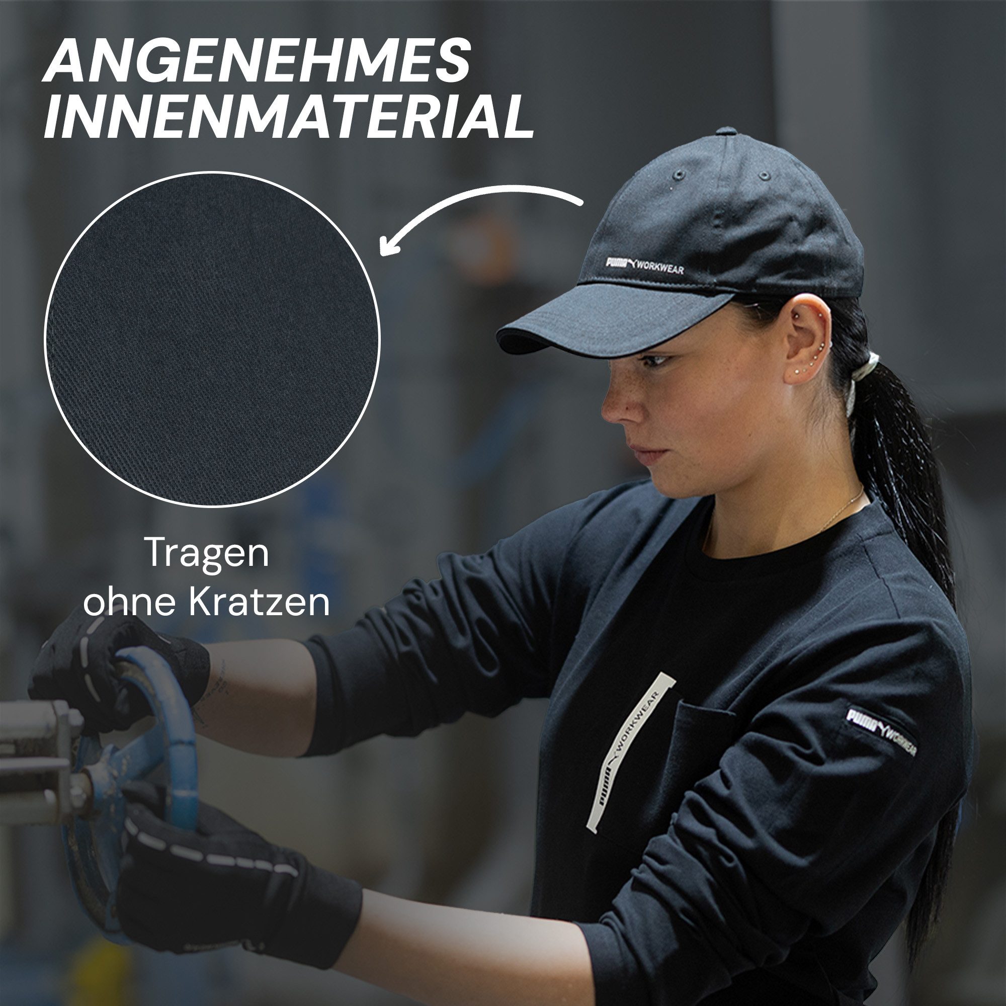 PUMA Workwear Baseball Cap Unisex Mütze mit Logo - Größenverstellbar - 100% Baumwolle Zeitloses Design - Fester Schirm - für Arbeit und Freizeit