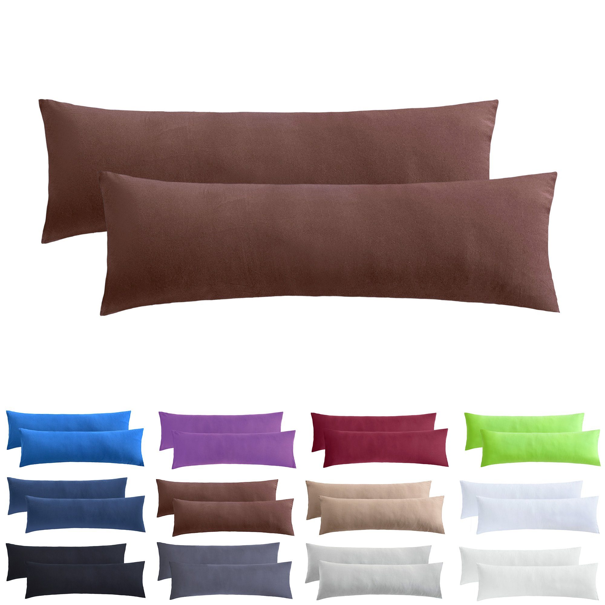 NatureMark Kissenbezüge 2er Pack Jersey Kissenbezug Kissenhülle, (2 Stück), Kissenhülle in vielen Größen und Farben (40 x 145 cm, Schoko braun)