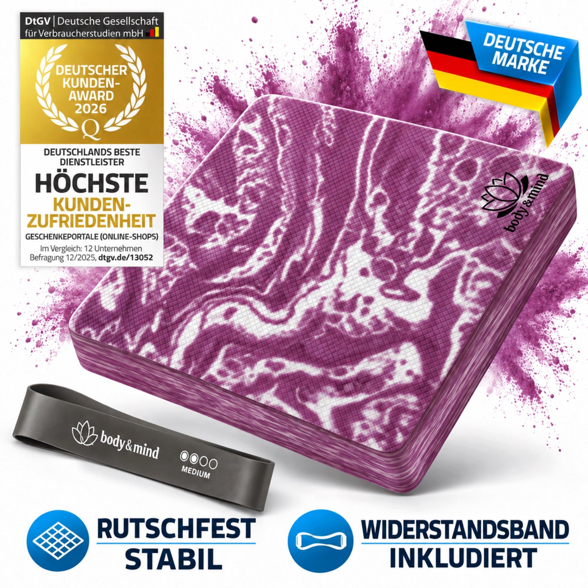 Body & Mind Balance Pad Gleichgewichtsunterlage TPE–Rutschfest,Weichschaum,Stabilitätstraining, (40 x 29 cm Balancekissen, für Stabilität & Koordination), Weichschaum-Kissen