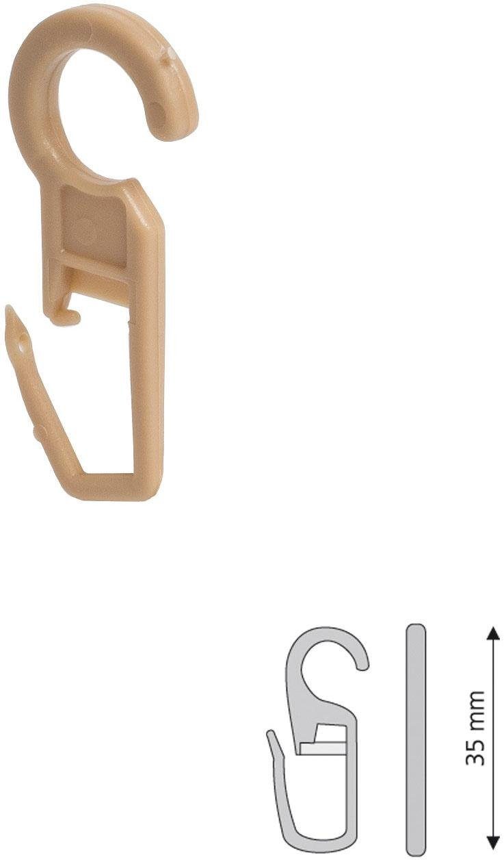 Liedeco Faltenclip, Gardinen, Vorhänge, (Set, 10-St), Faltenlegehaken, für Gardinenringe Öse 10 mm