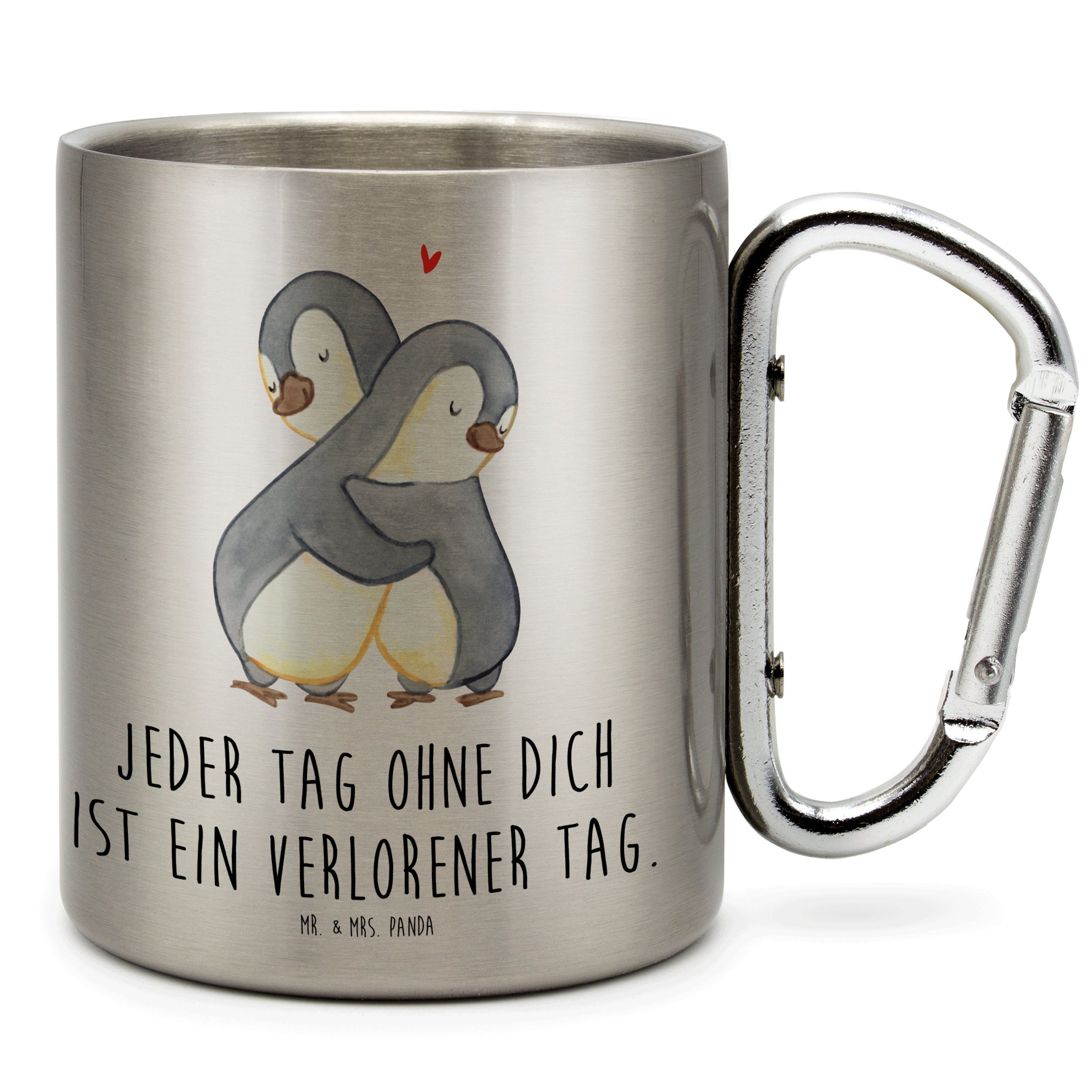 Mr. & Mrs. Panda Tasse Pinguine Kuscheln - Transparent - Geschenk, Freund, Jahrestag, Heirat, Edelstahl