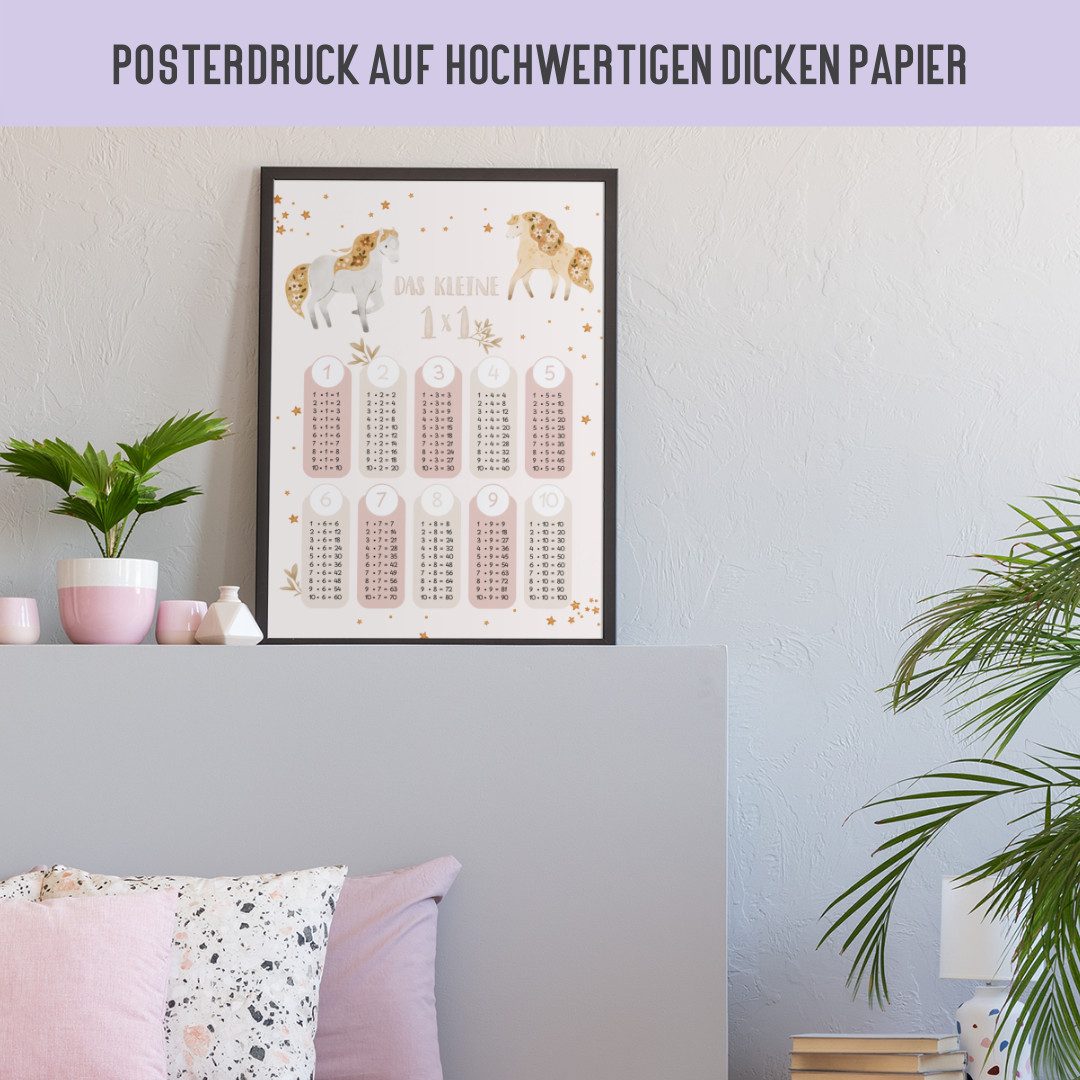 Things of Happiness Poster 1x1 Poster Schulanfänger, Lernposter Multiplikation Junge & Mädchen, Pferde – Bild 4 von 5