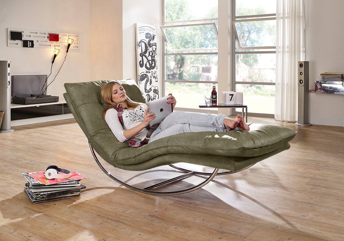 W.SCHILLIG Relaxliege daily dreams, in Waffelkissen-Optik, Schaukelgestell Chrom glänzend, in 2 Breiten