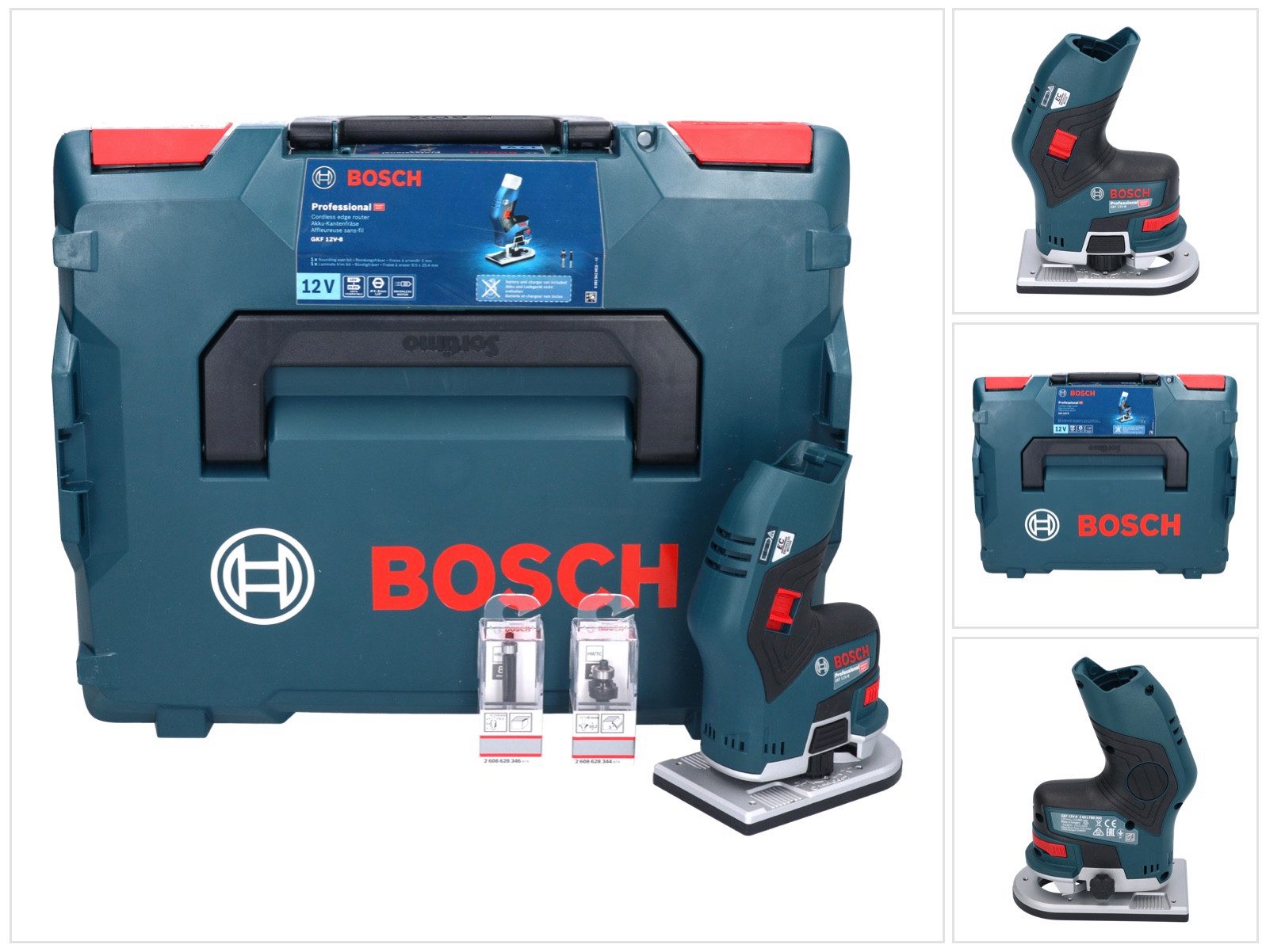 Bosch Professional Oberfräse GKF 12V-8 Professional Akku Kantenfräse 12 V (06016B0001) + L-Boxx