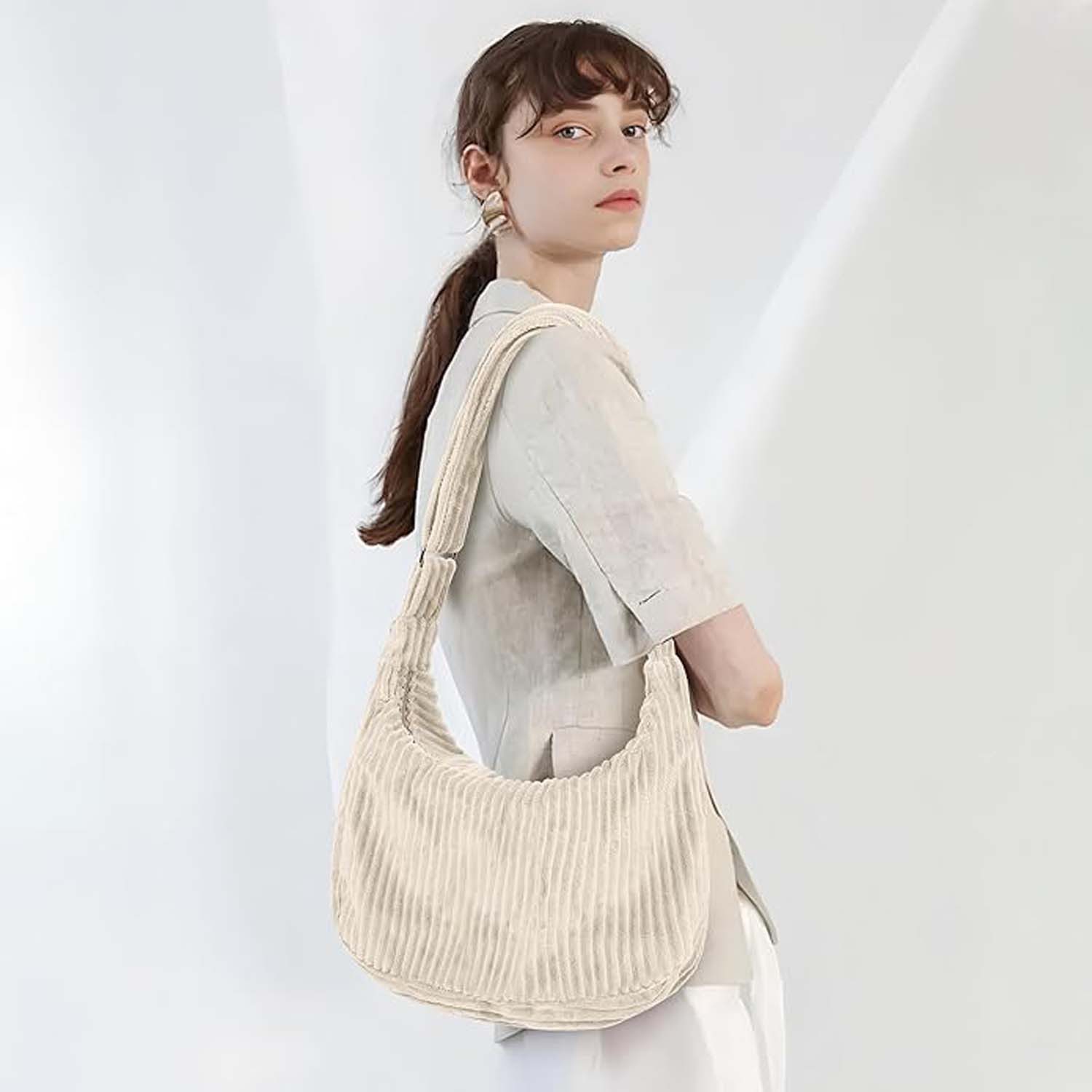 Zaewry Umhängetasche Cord Tasche Damen Lässig Hobo Handtasche Klein Verstellbare