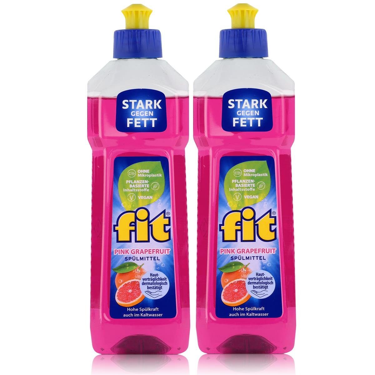 FIT fit Spülmittel Pink Grapefruit 500ml - Hohe Spülkraft (2er Pack) Geschirrspülmittel