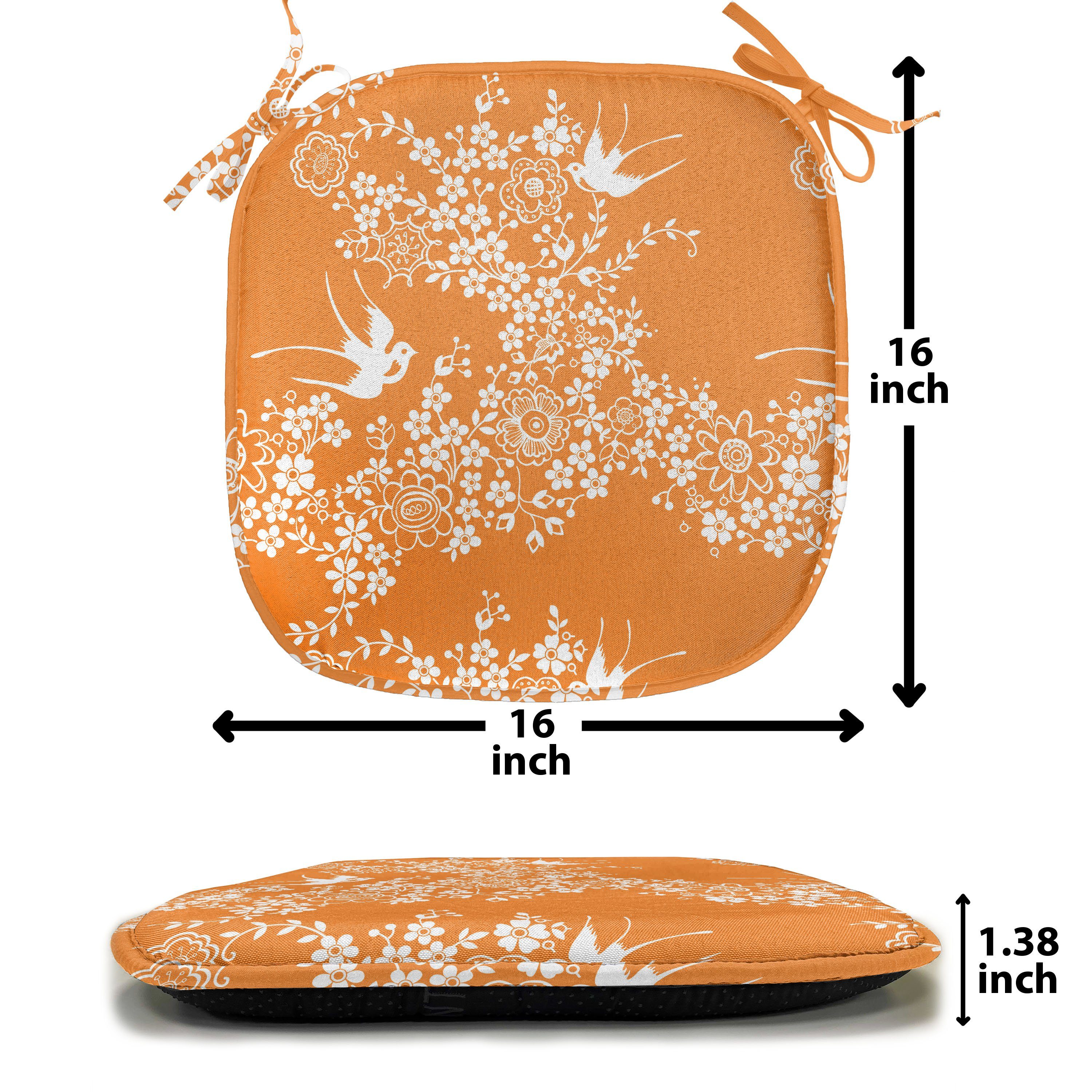 Küchensitze, Riemen Baum-Vogel-Kunst Abakuhaus für Stuhlkissen Kissen wasserfestes Orange mit Japanische Dekoratives
