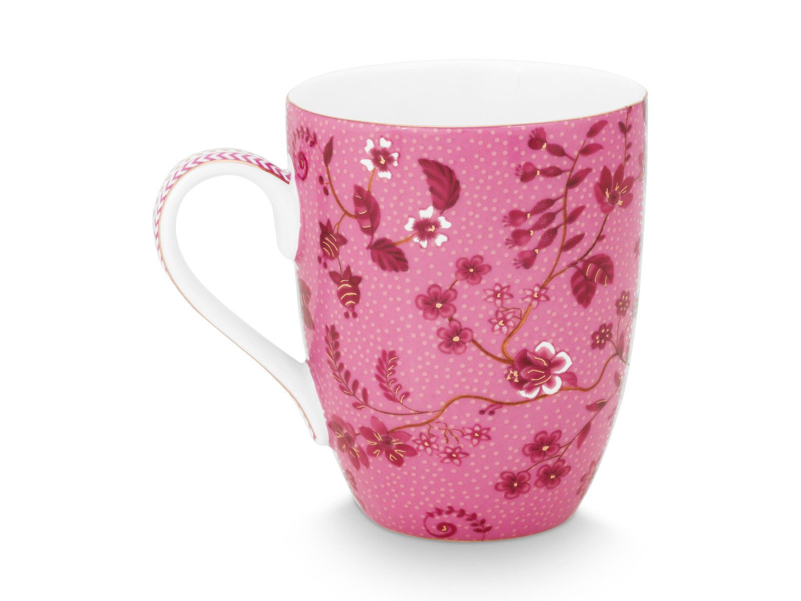 PiP Studio Becher Jolie Flowers Pink Becher Large 350ml, Porzellan