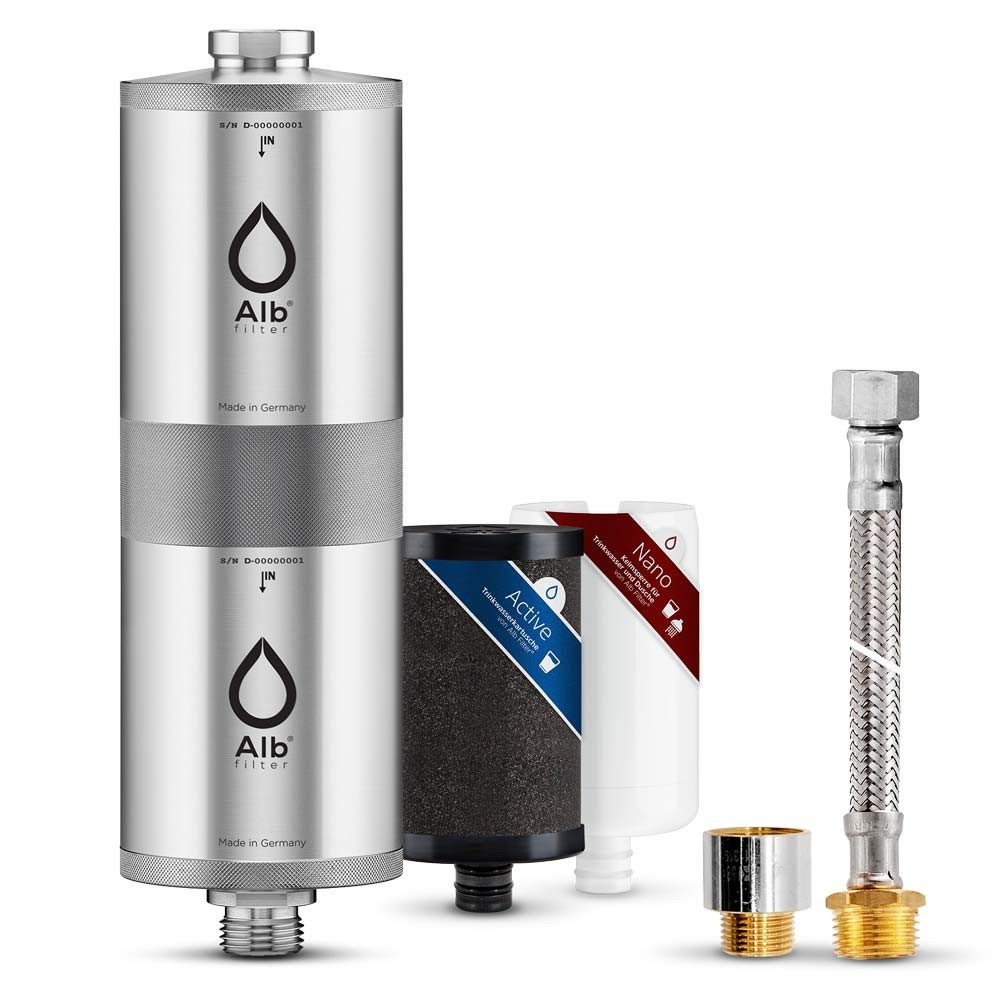 Alb Filter Wasserfilter Fusion Trinkwasserfilter Untertisch, reduziert Schadstoffe, gegen Bakterien, Doppelstufenfilter, Edelstahl