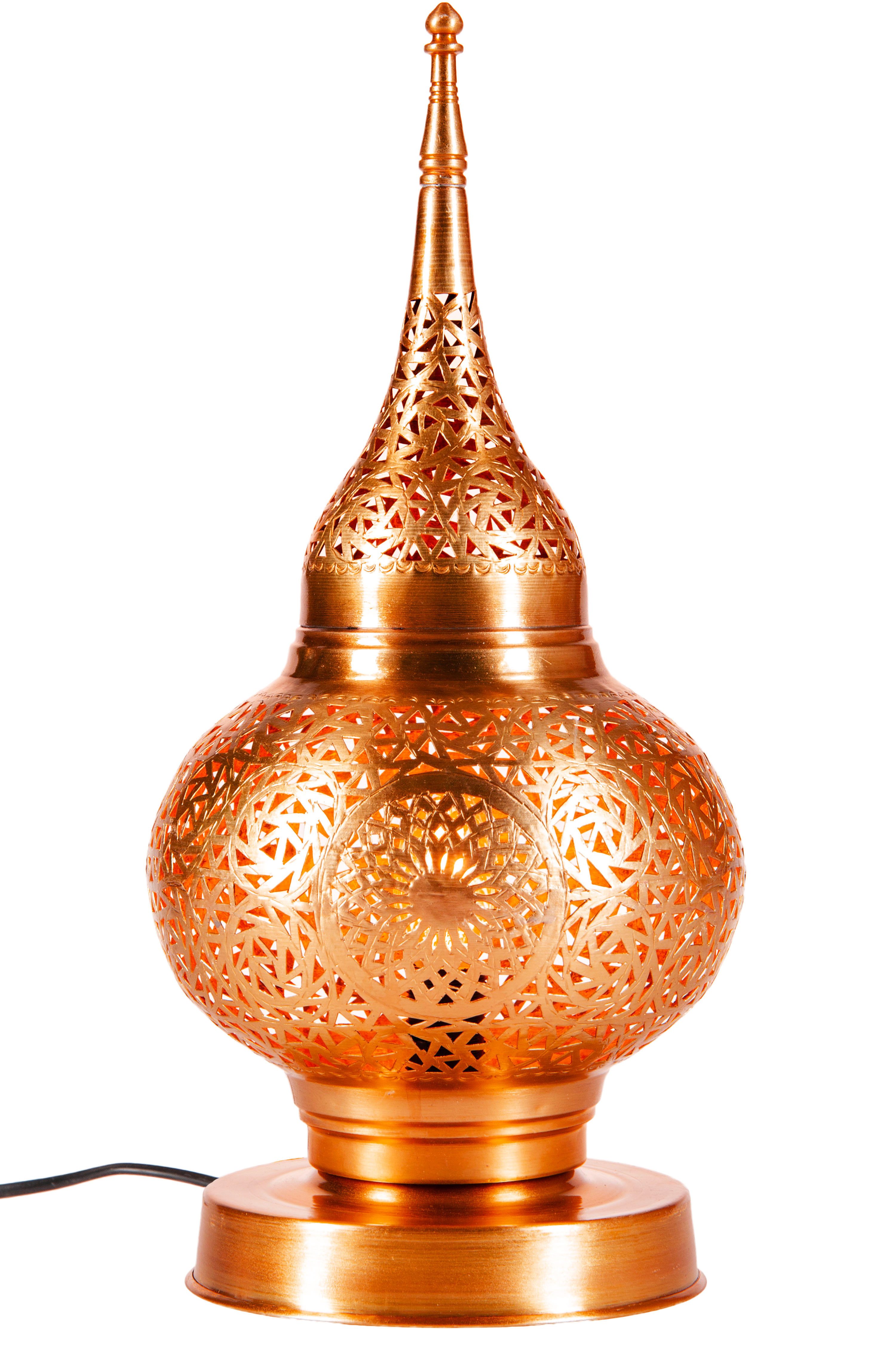 Marrakesch Orient & Mediterran Interior Nachttischlampe Orientalische Lampe Tischlampe Kupfer Hayati, Handarbeit