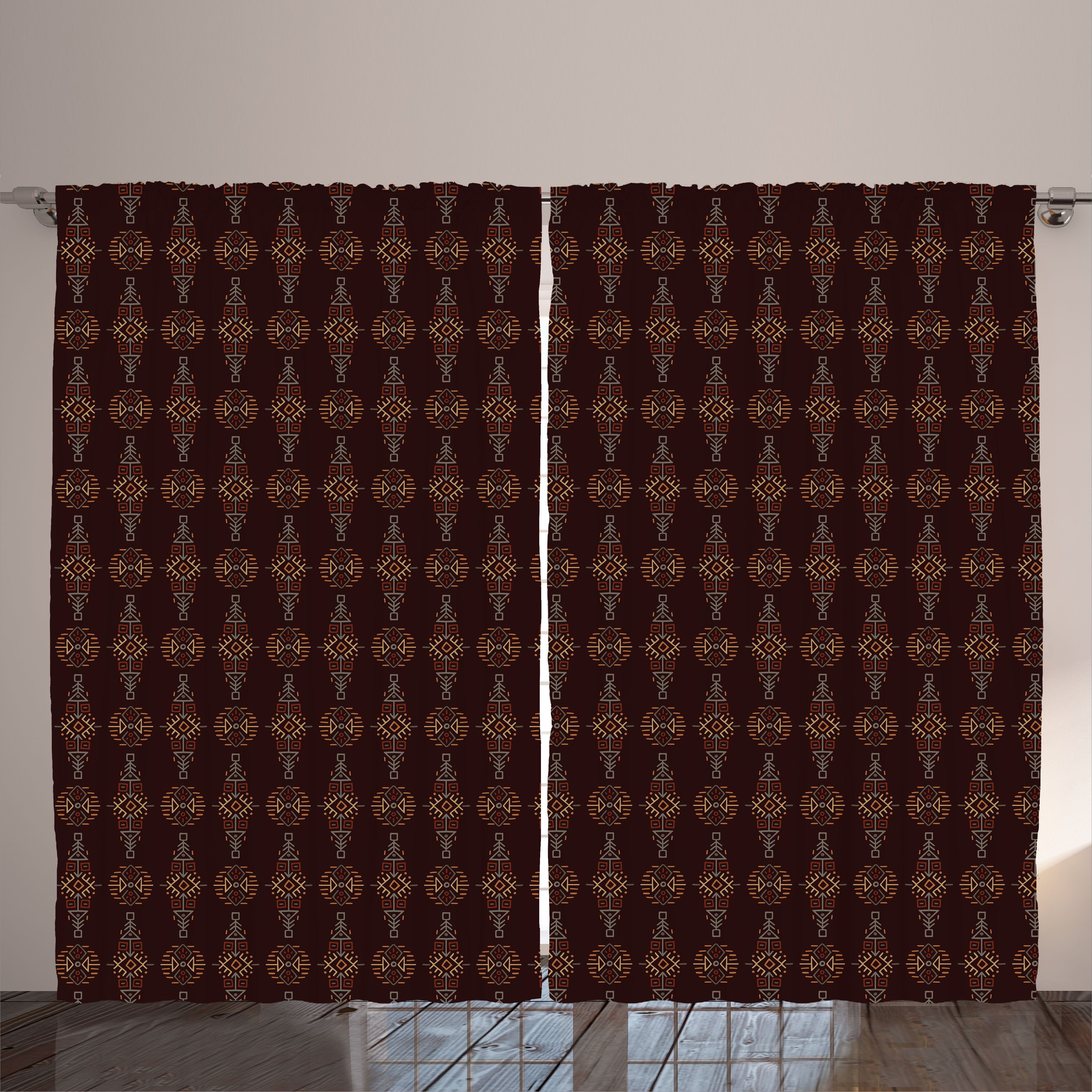 Gardine Schlafzimmer Kräuselband Vorhang mit Schlaufen und Haken, Abakuhaus, Stammes Aboriginal Art Boho-Form