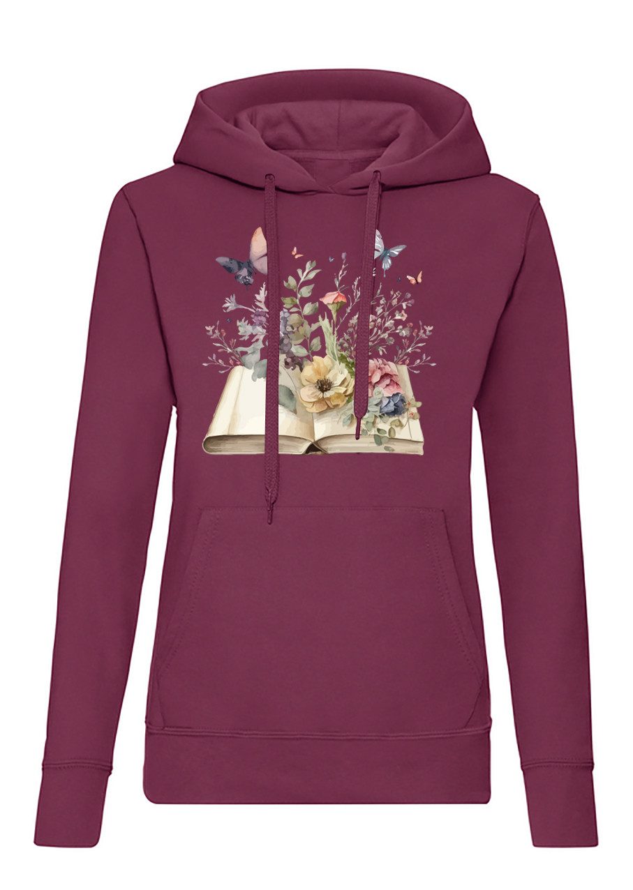 Hoodie OpenBooksFlowers Damen Hoodie Buchblumen Print Kapuze Freizeit