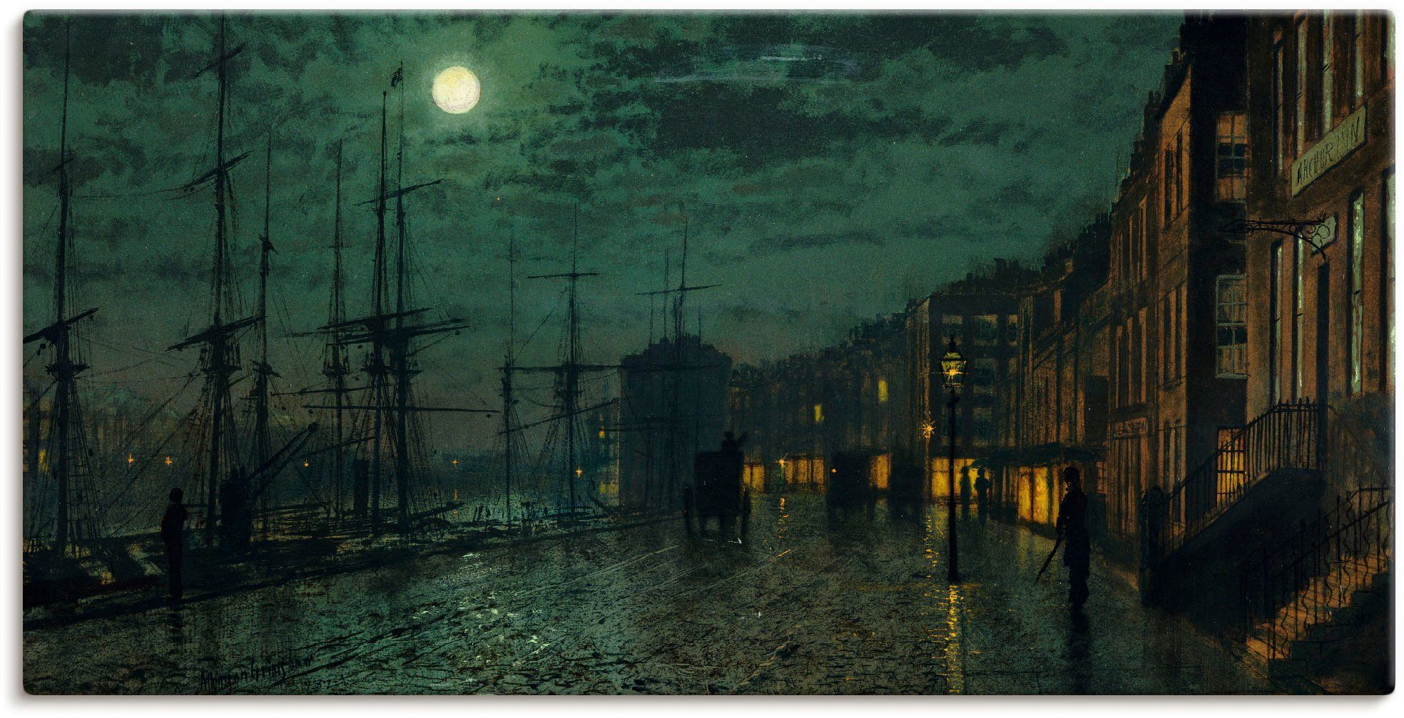 Artland Wandbild Docks in als Großbritannien oder Wandaufkleber versch. bei Größen St), Mondlicht., (1 Poster Leinwandbild