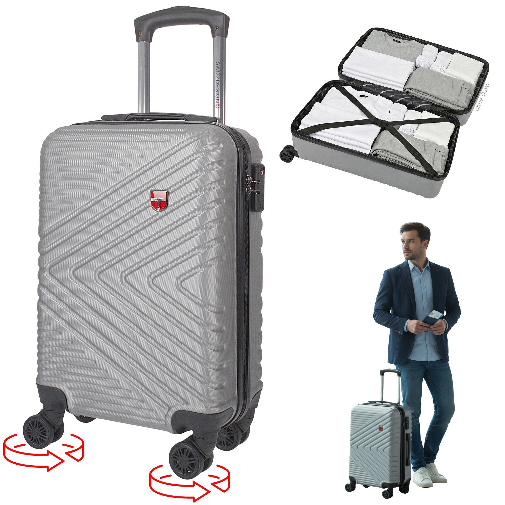 SWIZZDESIGN Handgepäckkoffer Koffer 50 cm 35 Liter Hartschalenkoffer Trolle günstig online kaufen