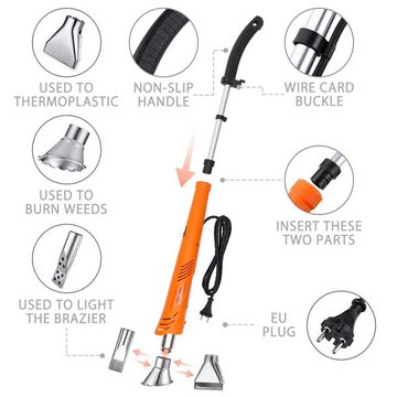 NASUM Unkrautbrenner Weed Burner, Unkrautverbrenner 2000W, 650 °C maximal, (Wurzelvernichtung, Einstellbare Flammenregelung, 5-tlg., Umweltfreundlich), ergonomischer Griff, kein Knien oder Bücken notwendig, 2-Stufen