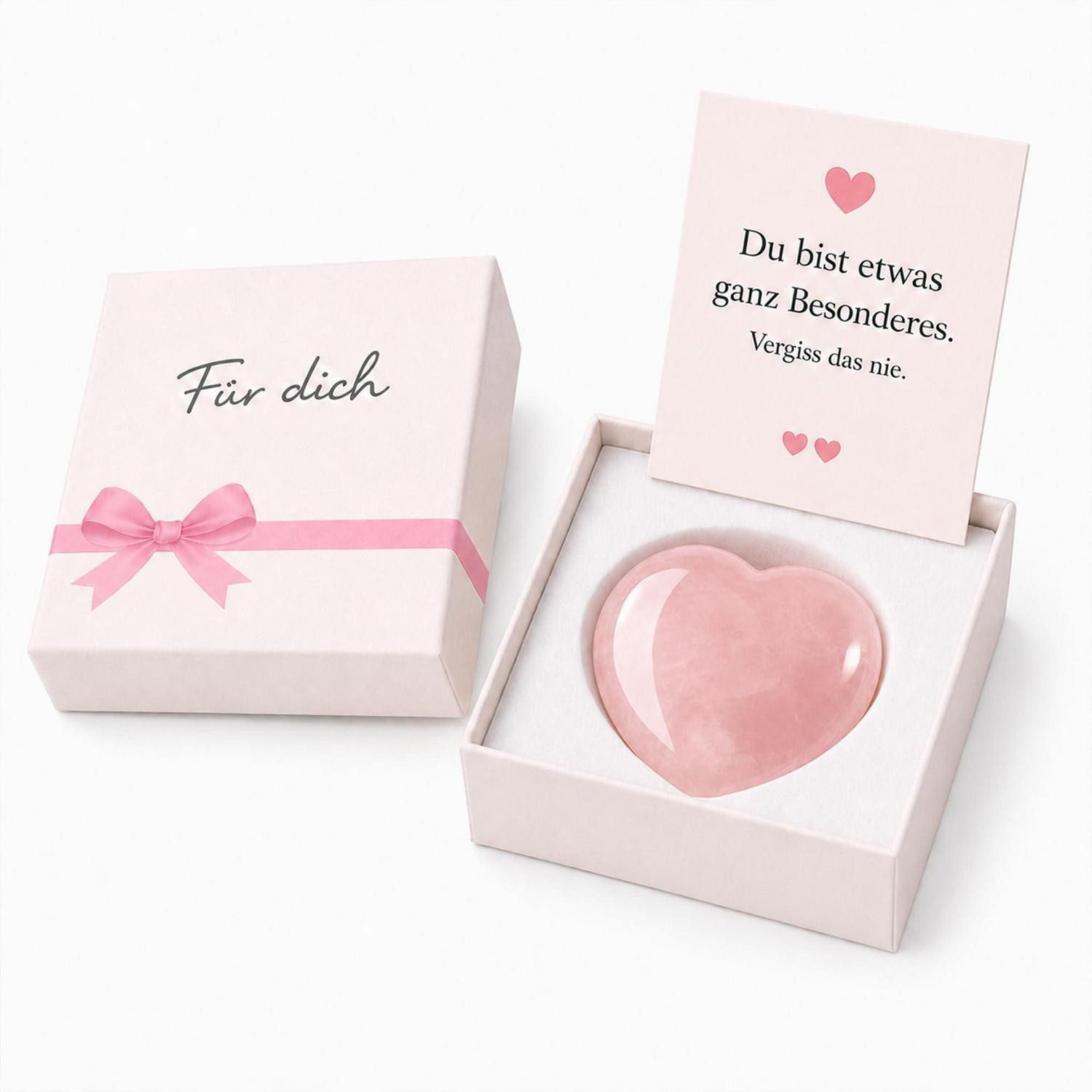 LuxusKollektion Geschenkbox Rosenquarz Herz Handschmeichler Geschenkset 6cm (1 St)