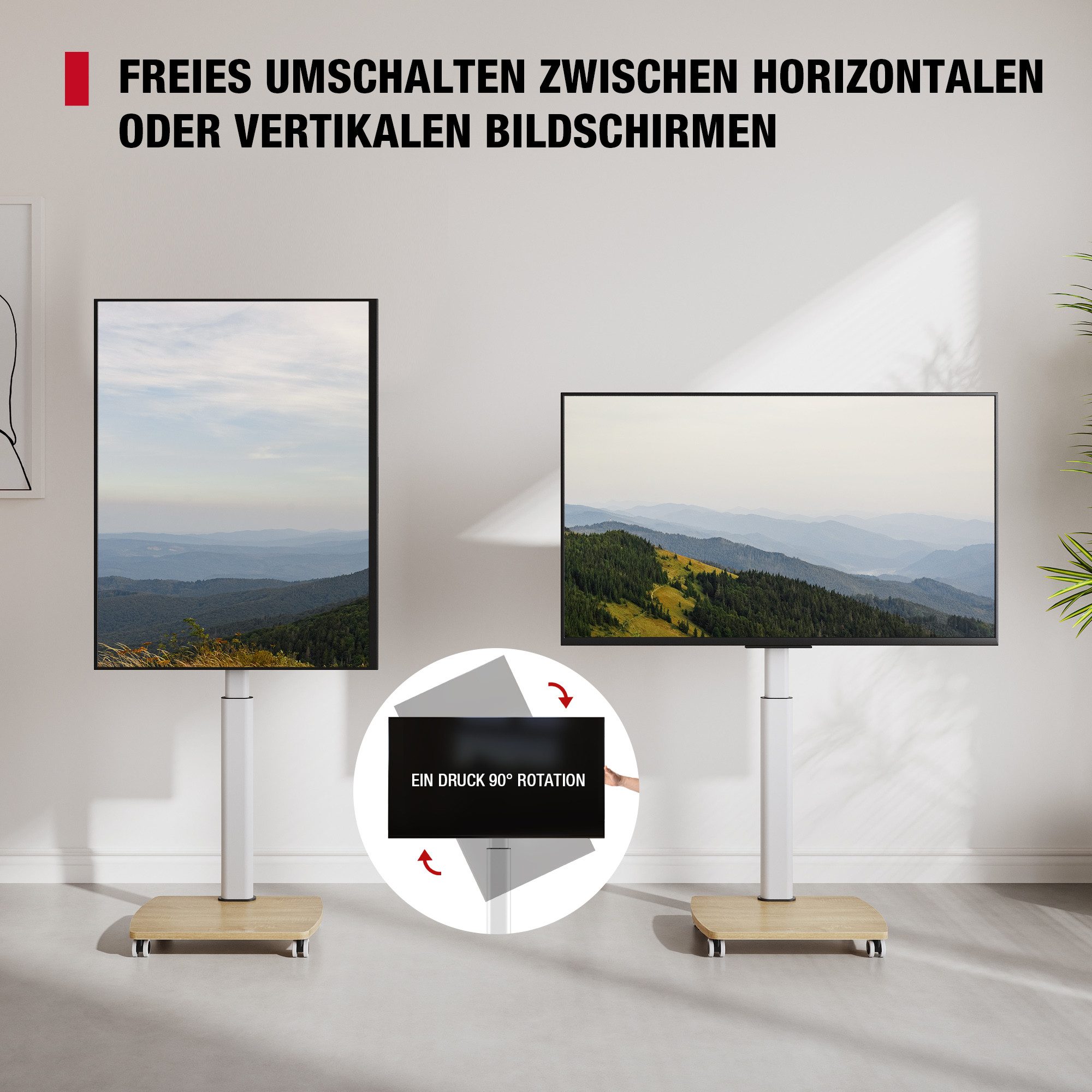 AOKCOS TV-Ständer, (bis 42 Zoll, mit Holzbasis, Vertikaler & Horizontaler Winkel)