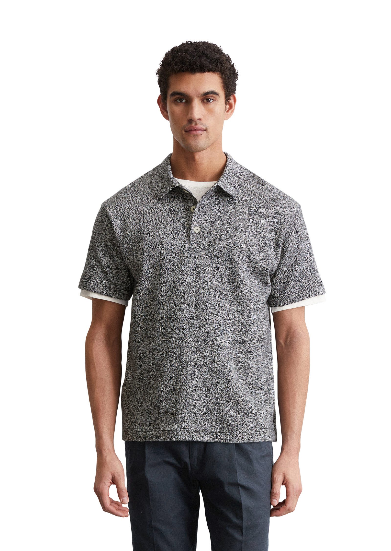 Marc O'Polo Poloshirt aus garngefärbtem Mouliné-Garn günstig online kaufen