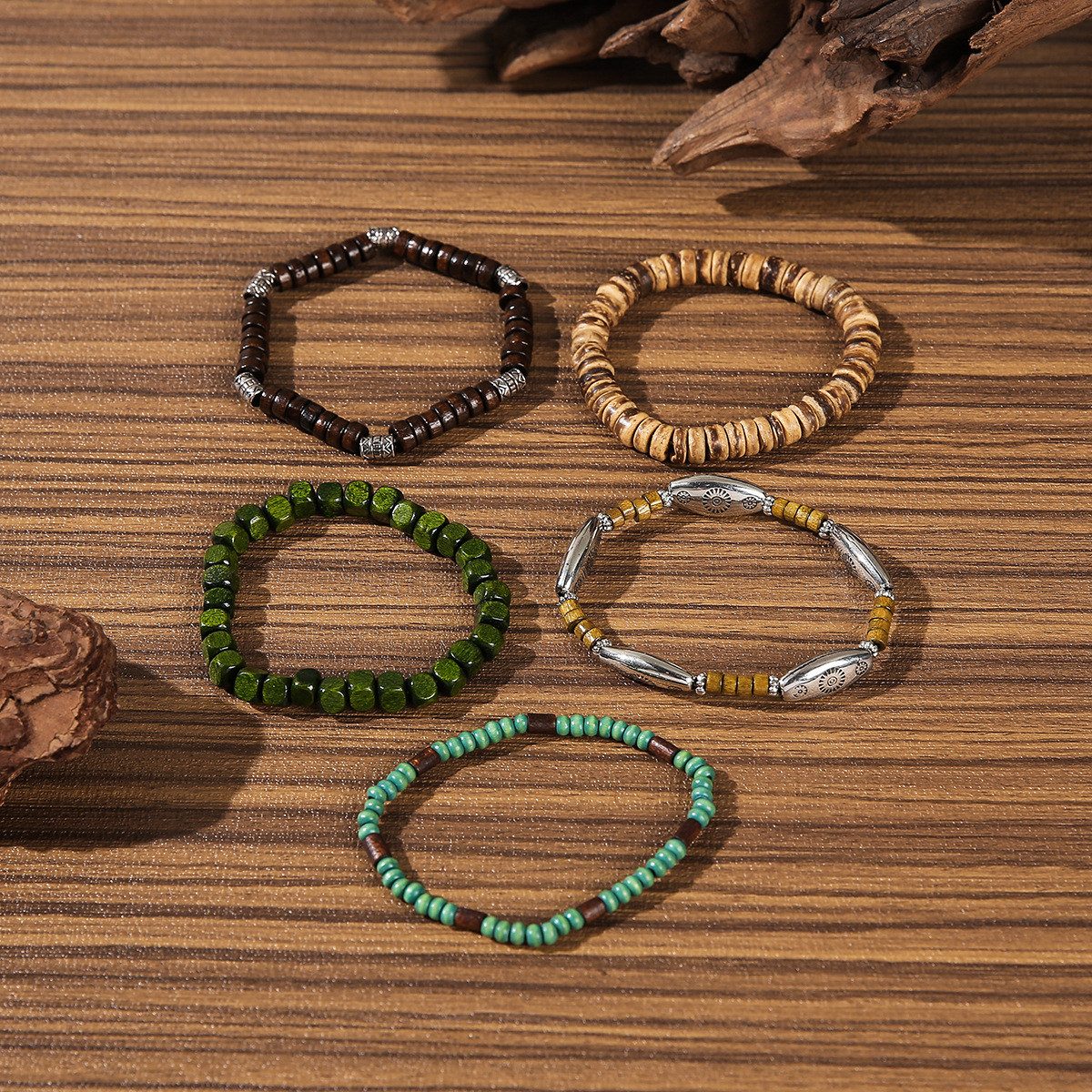 The Beauty House Armband 5er Set Armband Boho Vintage Schmuck mehrschichtige Perlenarmbänder, Ethno Hippie Stil für Alltag Festival