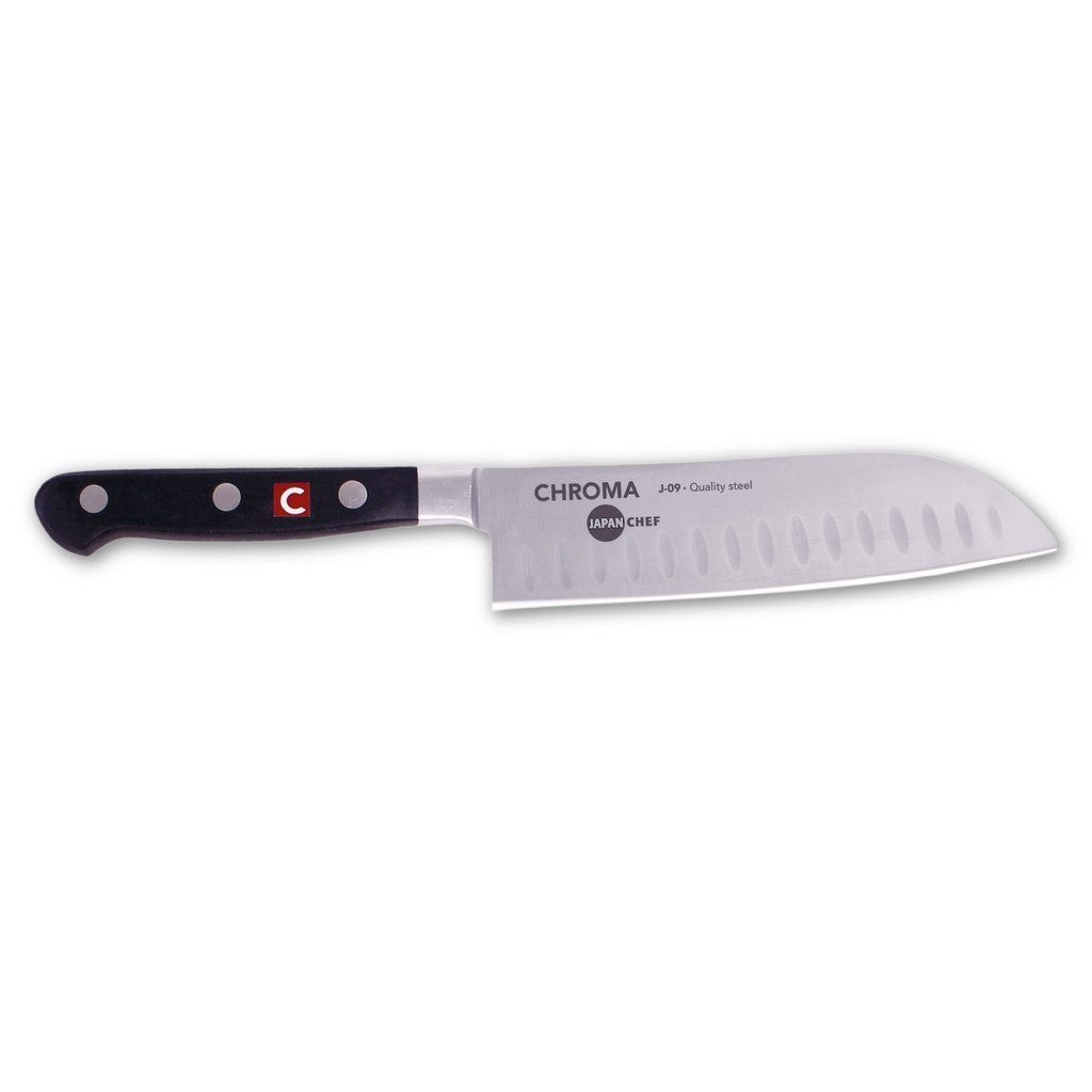 CHROMA Santokumesser J-09 Japanchef Santoku Messer mit Kulle