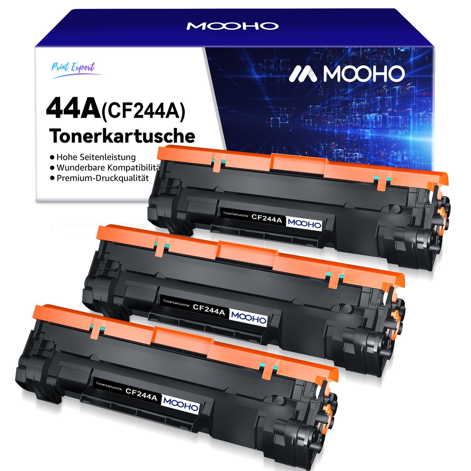 MOOHO Tonerkartusche 3 Schwarz ersatz für HP 44A CF244A laserjet pro m15w m28w toner