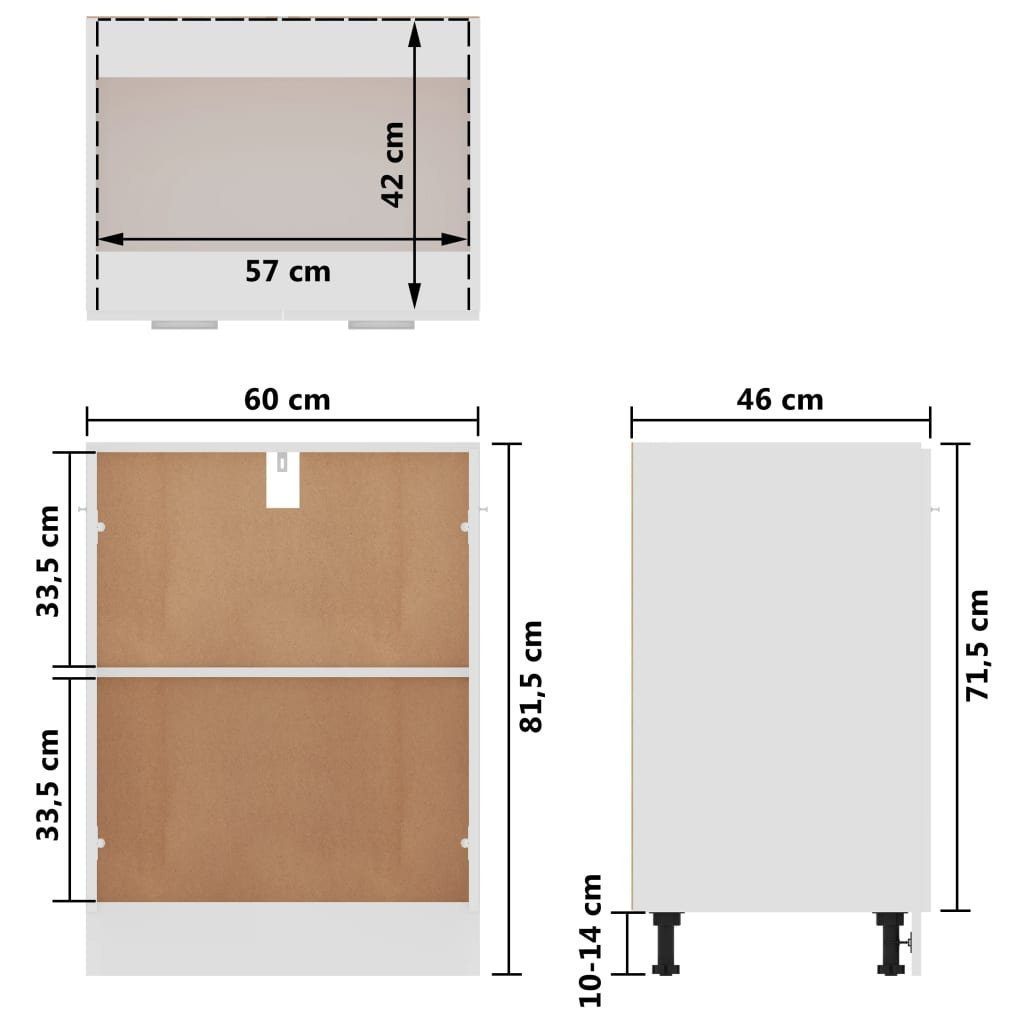 60x46x81,5 vidaXL vidaXL Unterschrank cm Holzwerkstoff Weiß/Schwarz/Grau Unterschrank