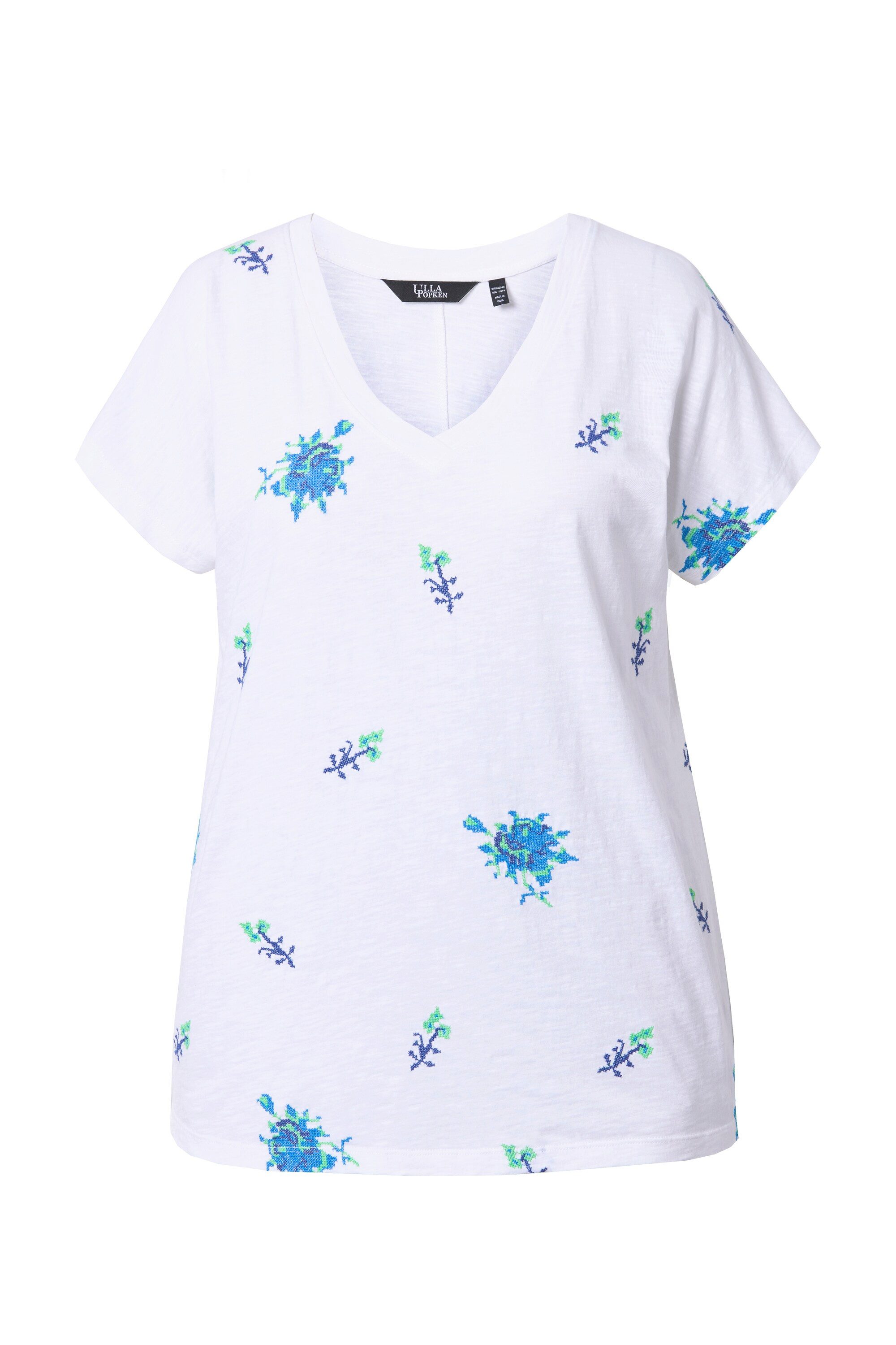 Ulla Popken T-Shirt T-Shirt Stickerei Oversized günstig online kaufen
