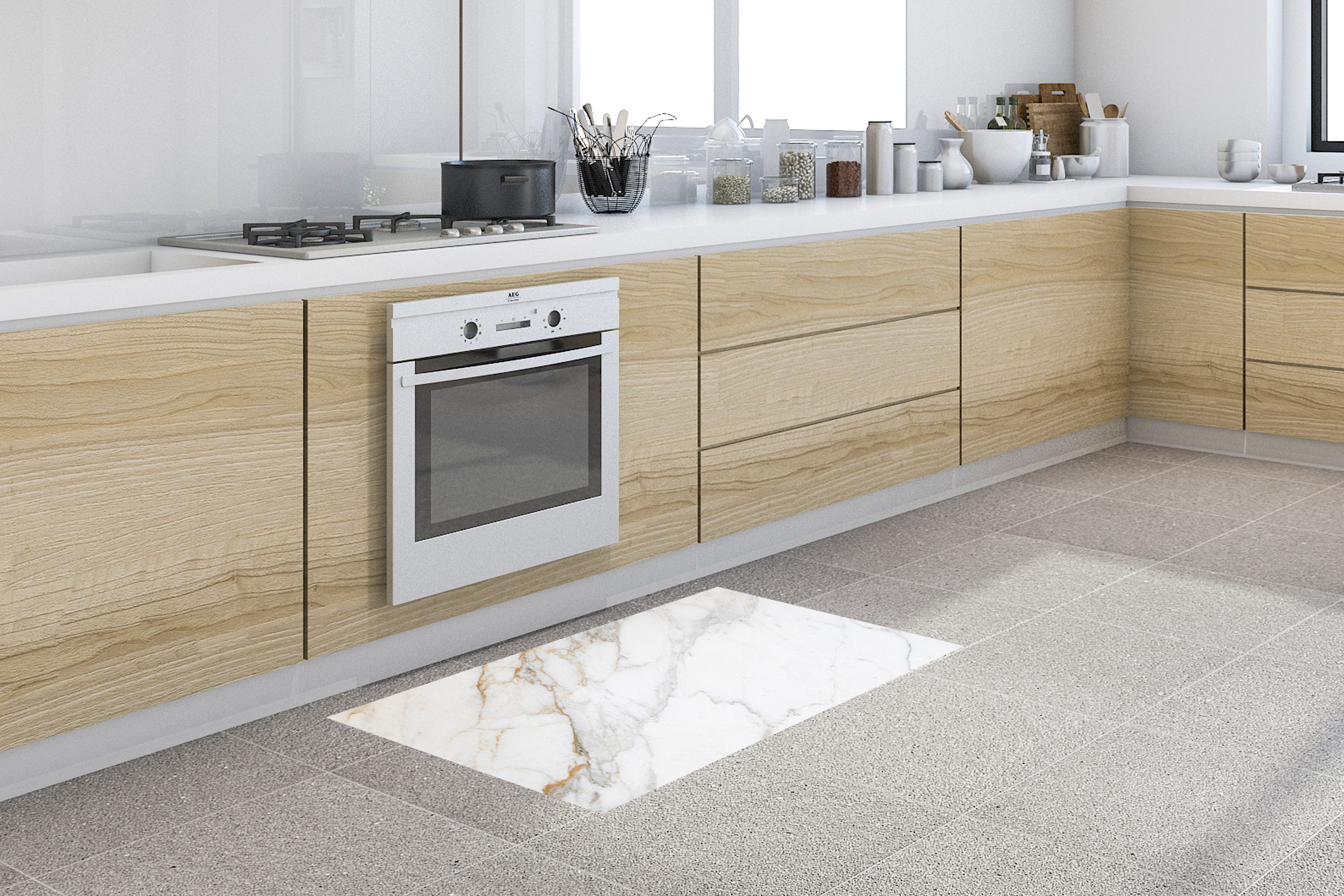 MuchoWow Küchenläufer Marmor - Stein - Weiß - Gold - Marmoroptik/print - St günstig online kaufen