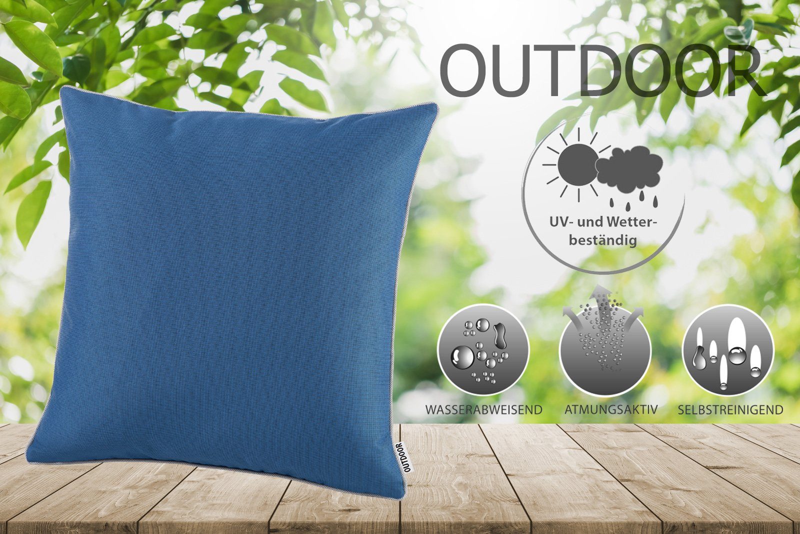 heimtexland Dekokissen Outdoorkissen Garten Deko Outdoor Kissen gefüllt, schmutz- und wasserabweisend