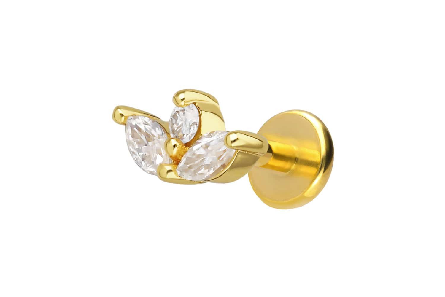 PIERCINGLINE Piercing-Set Titan Labret mit Innengewinde + 925er Silber Aufsatz (Labrets, 1-tlg)