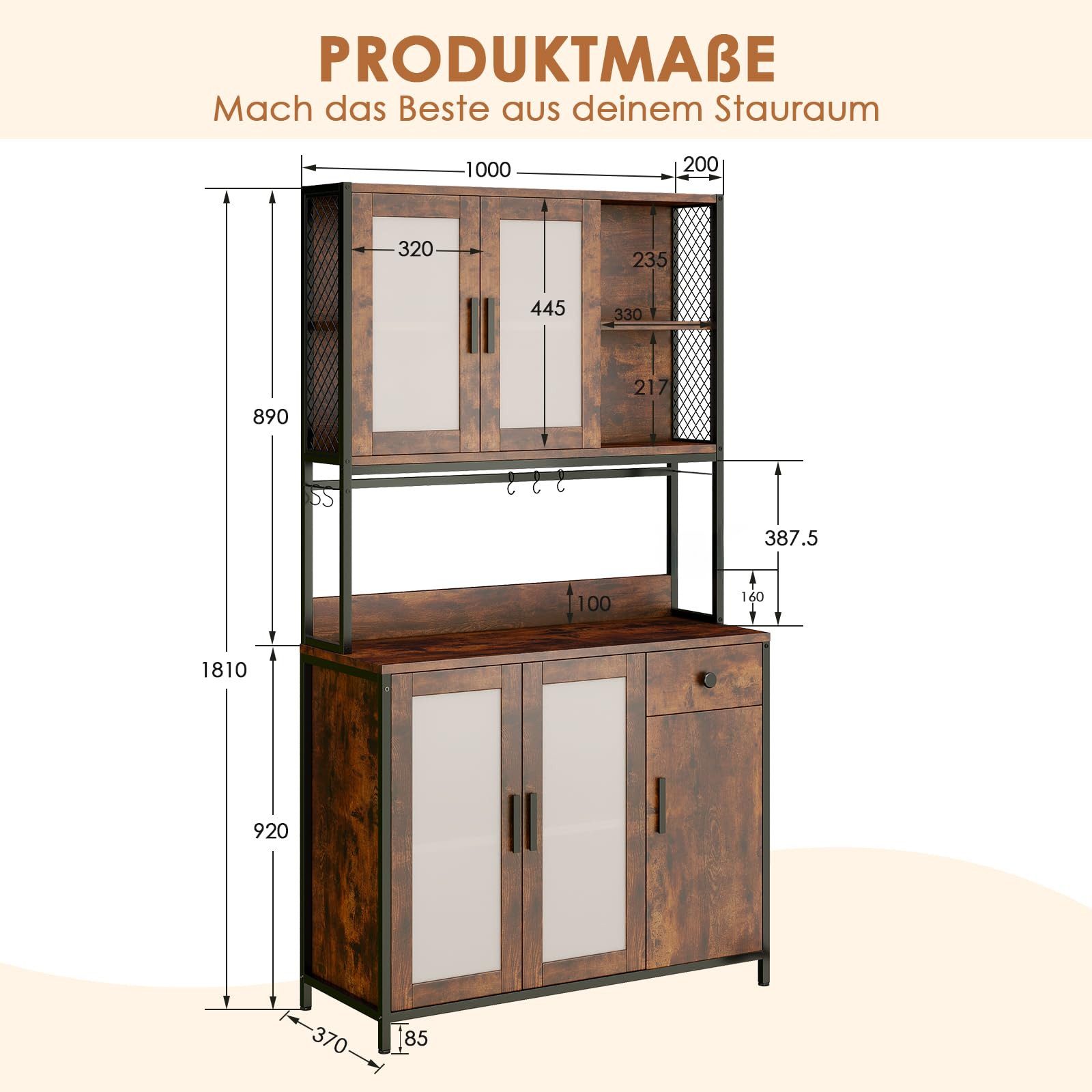 Dripex Hochschrank Küchenschrank Buffetschrank mit Arbeitsplatte günstig online kaufen