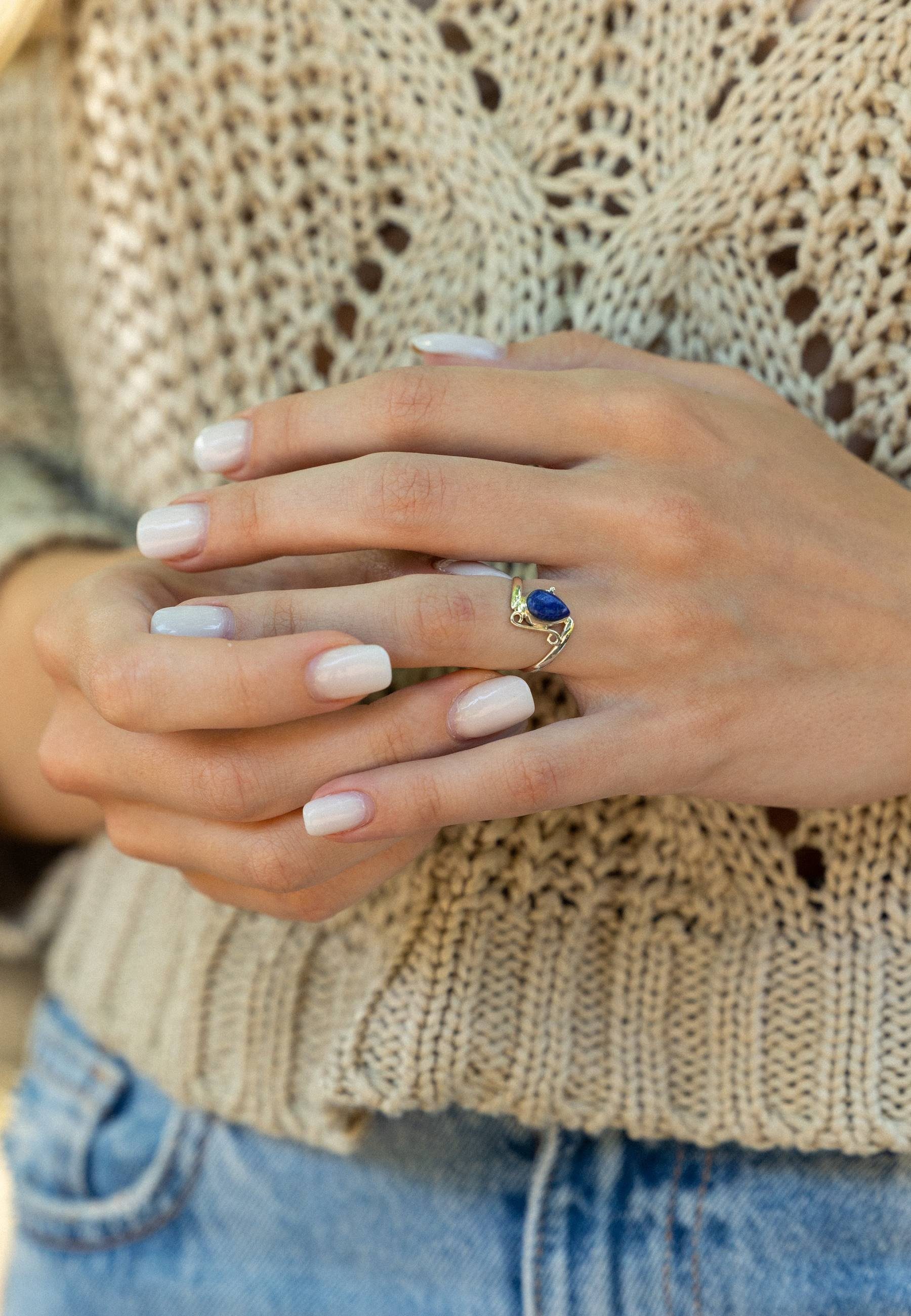 mantraroma Silberring 925er Silber mit Lapis Lazuli