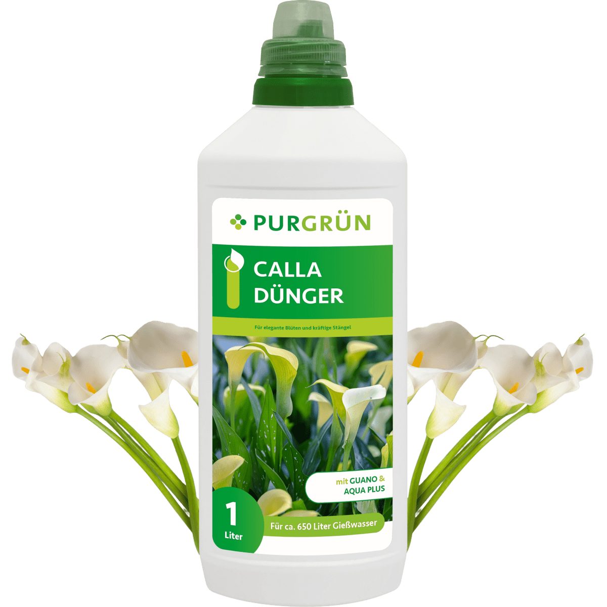 Blumendünger Purgrün Calla Dünger, NPK 8+8+6, Guano & Aqua Plus, 1L