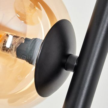 hofstein Stehlampe moderne Stehlampe aus Metall/Glas in Schwarz/Bernsteinfarben, ohne Leuchtmittel, Standleuchte, Glasschrime Ø12cm, Fußschalter, 3x G9, ohne Leuchtmittel