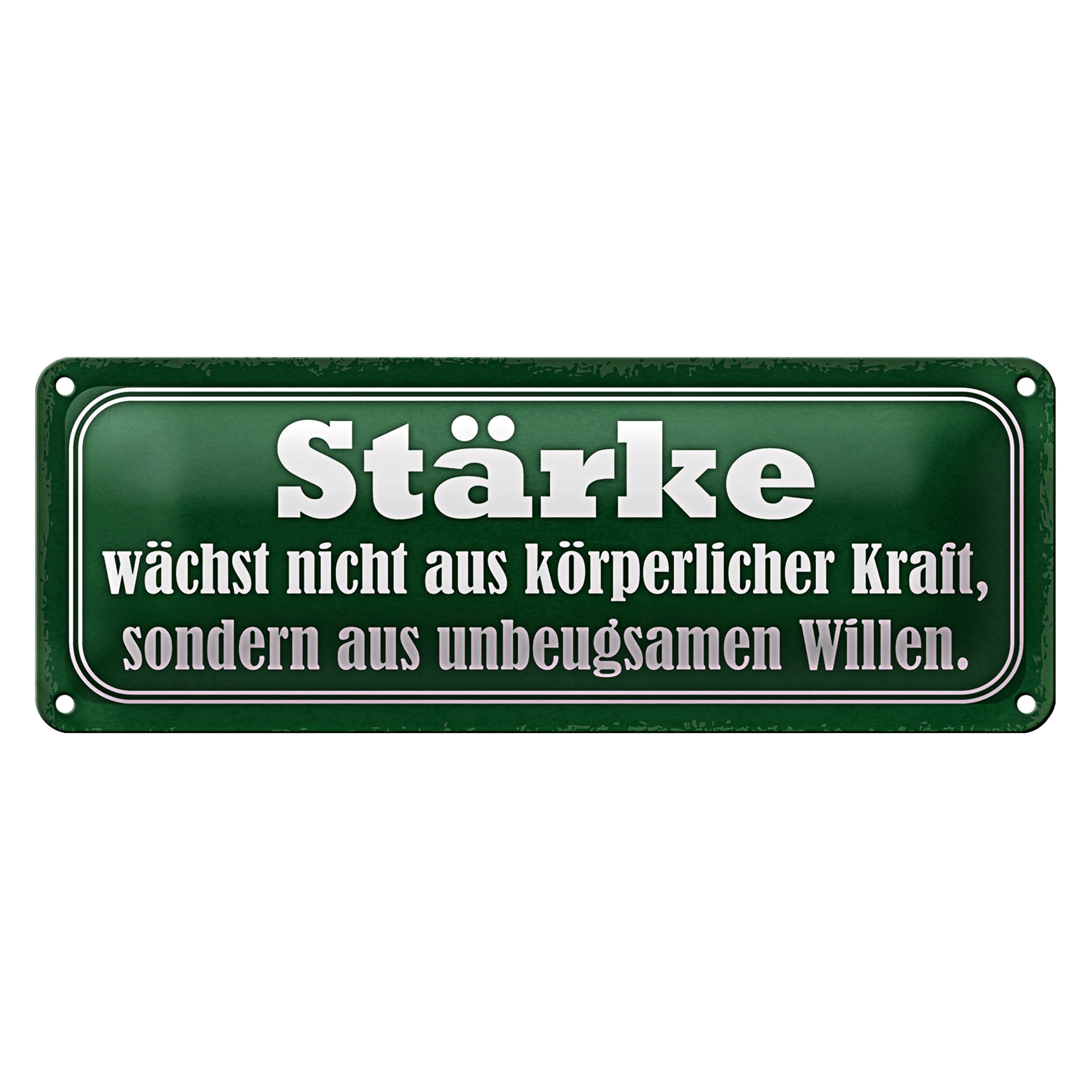 Roomando Metallschild Blechschild Spruch 27x10cm Stärke wächst nicht aus Kraft Dekoration
