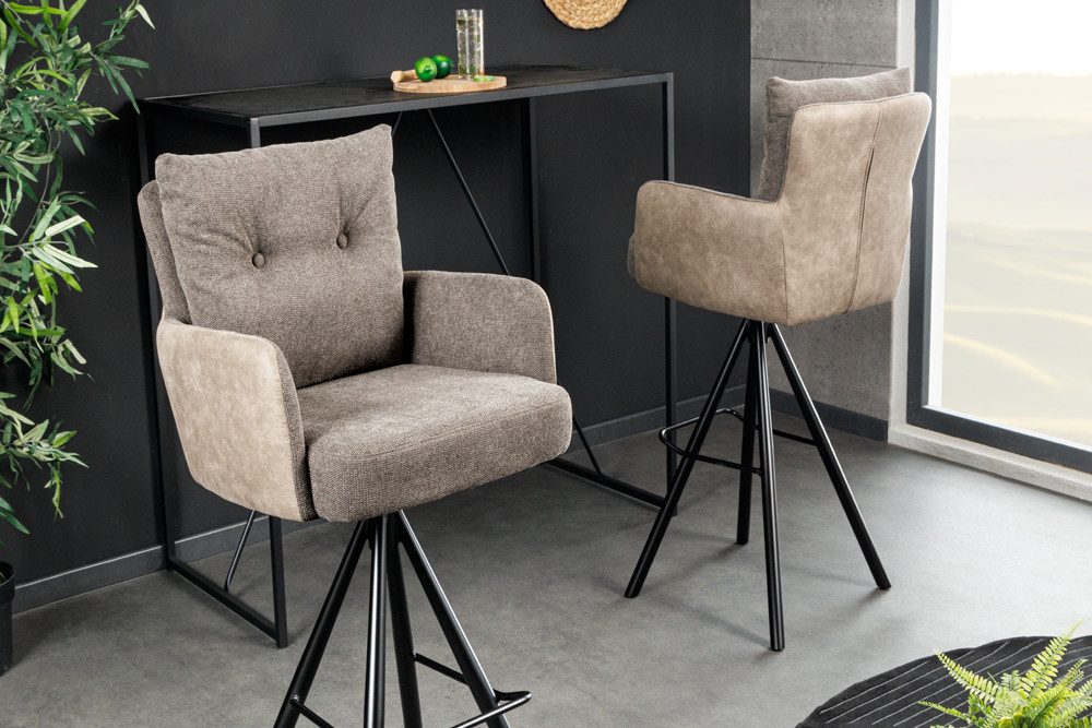 riess-ambiente Barhocker BIG GEORGE taupe / schwarz · Samt · Flachgewebe (E günstig online kaufen
