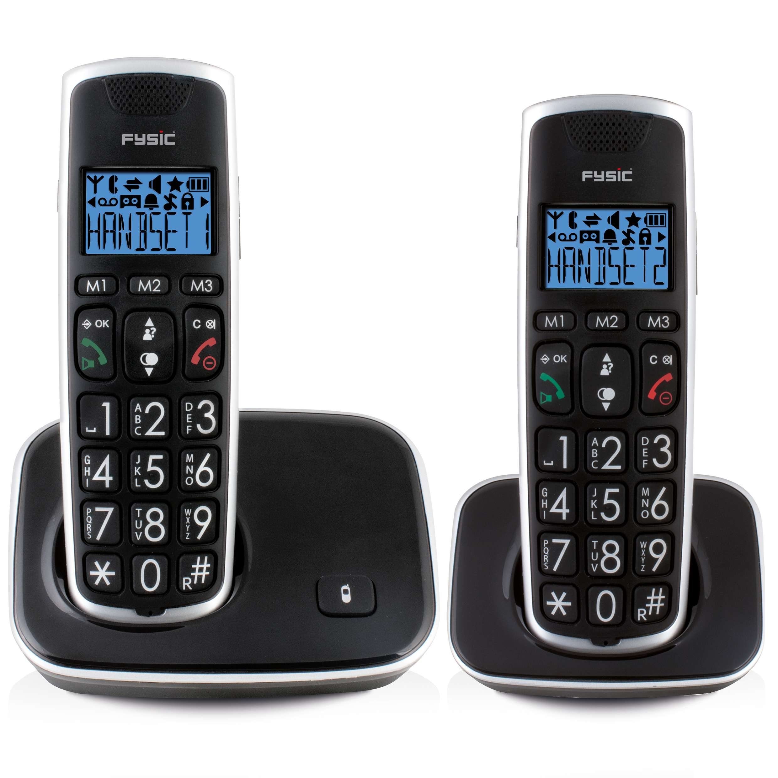 Fysic FX-6020 Schnurloses Hörgerätkompatibel, Tasten, 2, DECT-Telefon Display) (Mobilteile: großes große