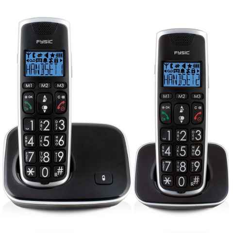 Fysic FX-6020 Schnurloses DECT-Telefon (Mobilteile: 2, Hörgerätkompatibel, große Tasten, großes Display)