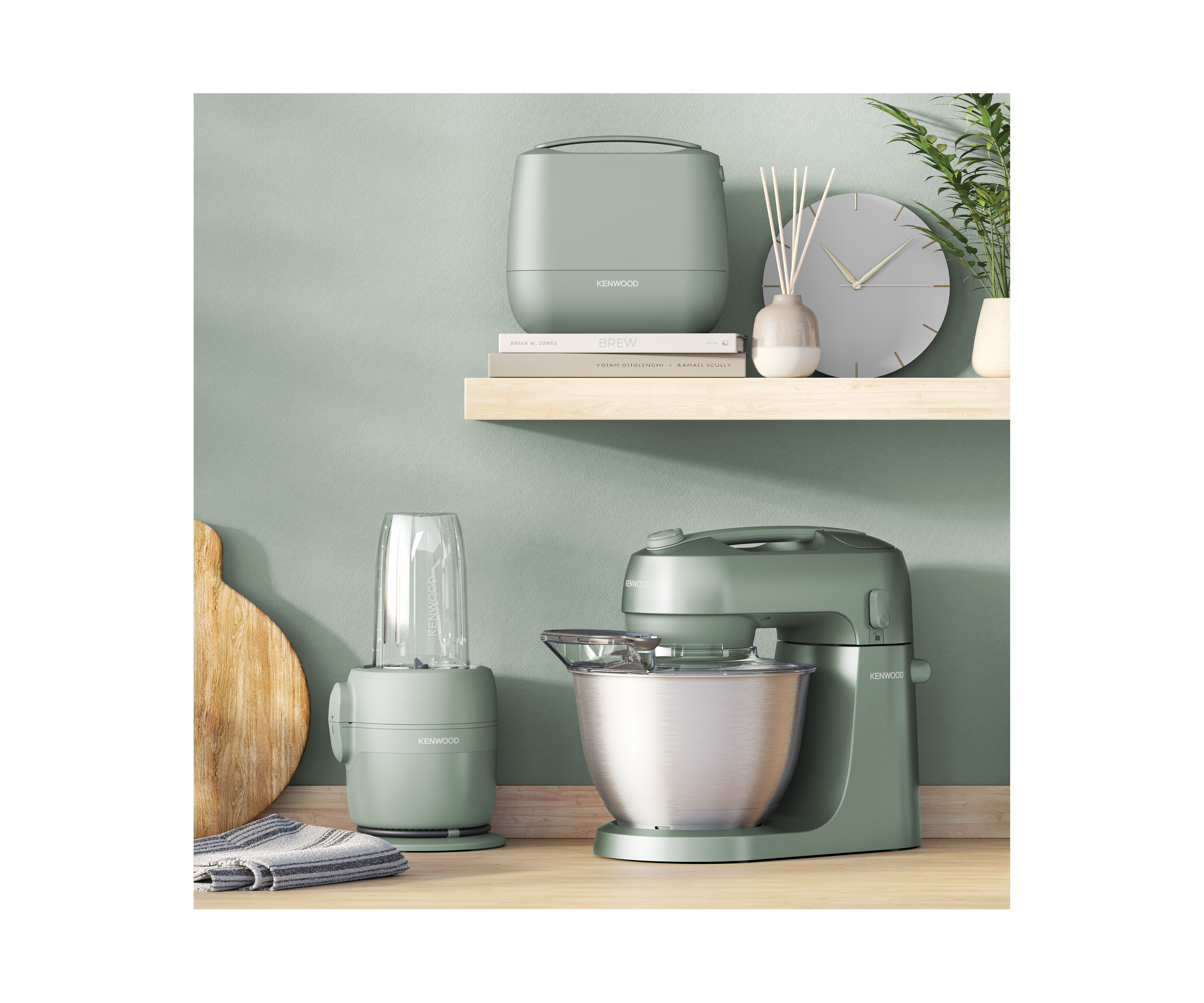 KENWOOD Küchenmaschine FDP23.380GR - Multipro Go, Express-Serve, 1,3 l Behälter, 900W, Grün, 900 W, 1,3 l Schüssel, Für Smoothies, zum Schneiden, Reiben, Pürieren und Teig Kneten