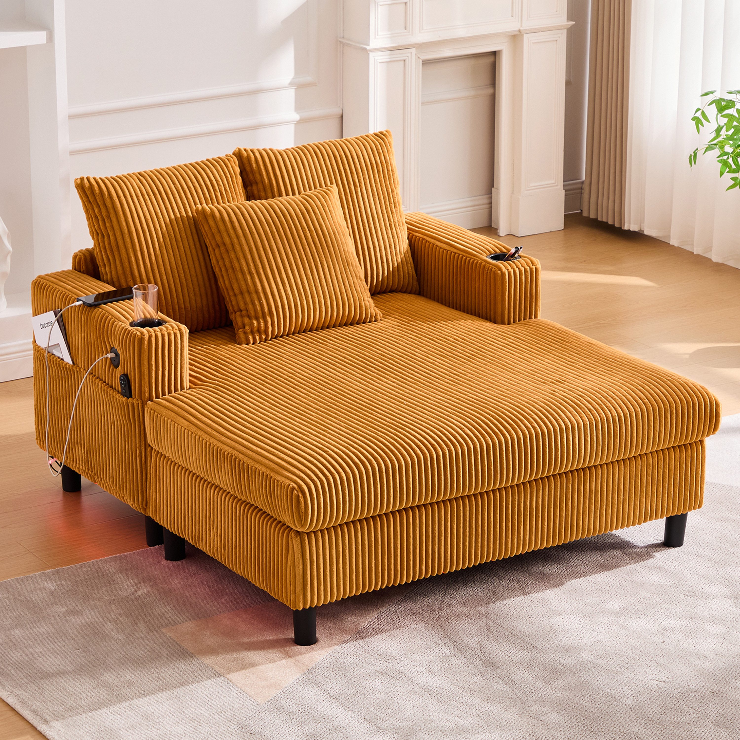 KLAM HOME Loungesofa Premium Chaiselongue mit praktischen Getränkehaltern & günstig online kaufen