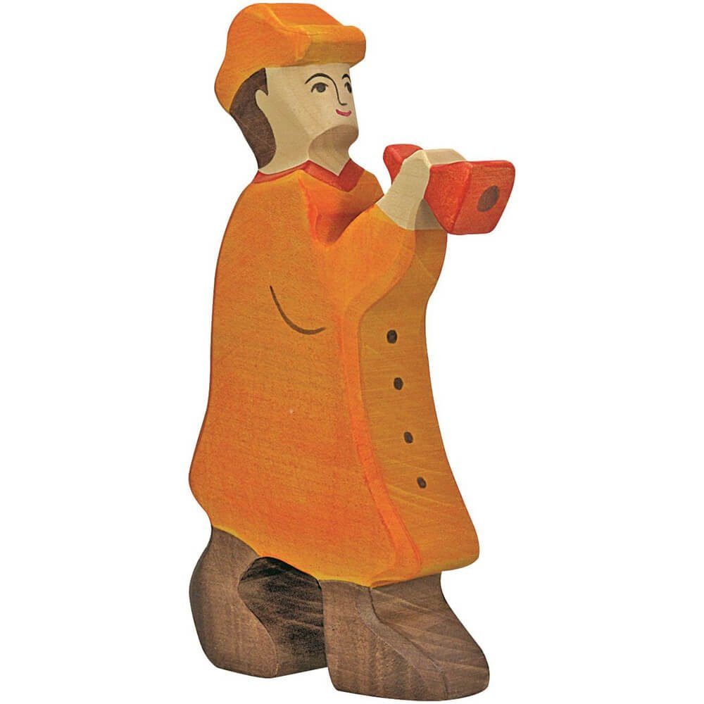 Holztiger Tierfigur HOLZTIGER Hirte mit Flöte aus Holz