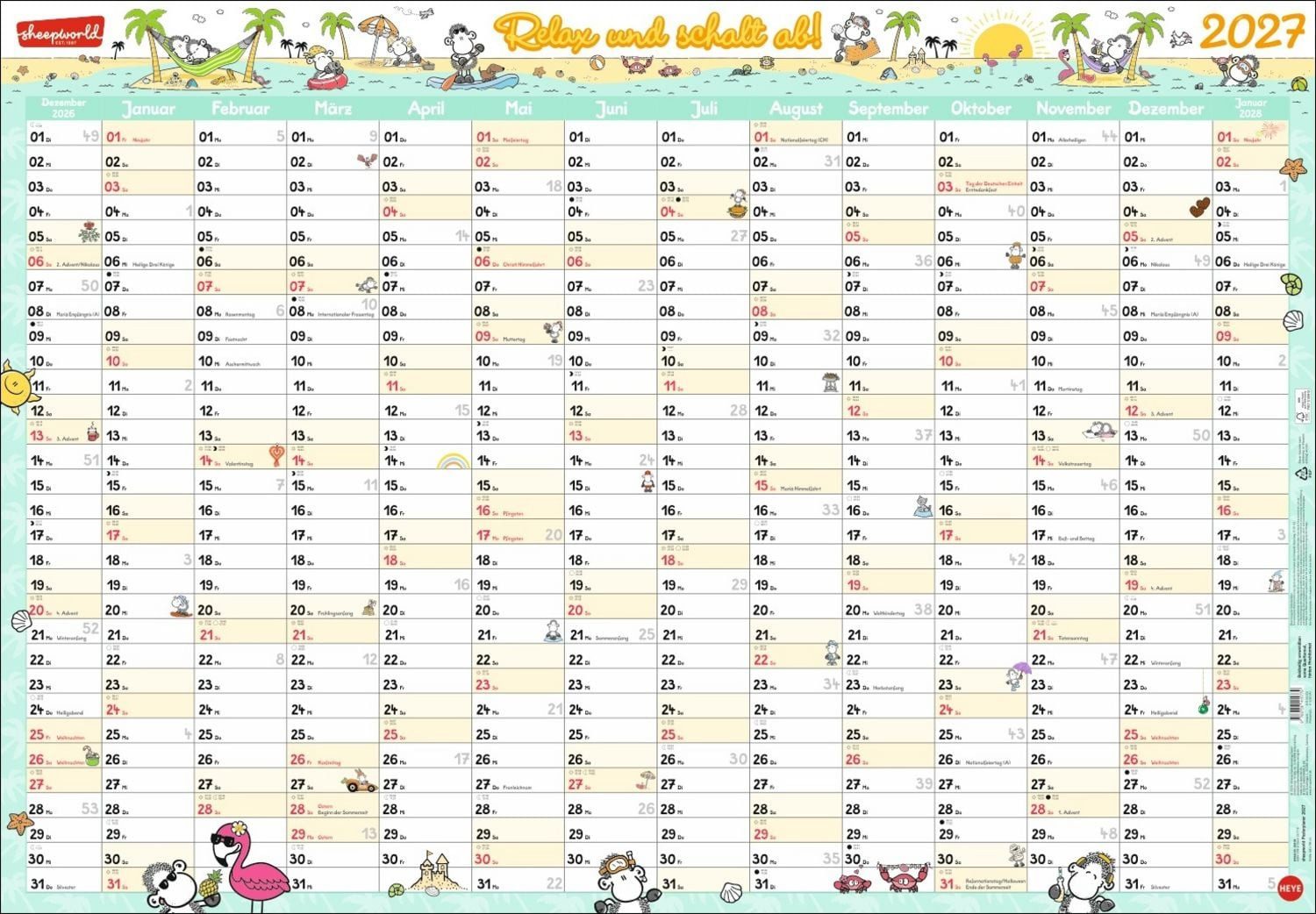 HEYE Wandkalender sheepworld Posterplaner 2027