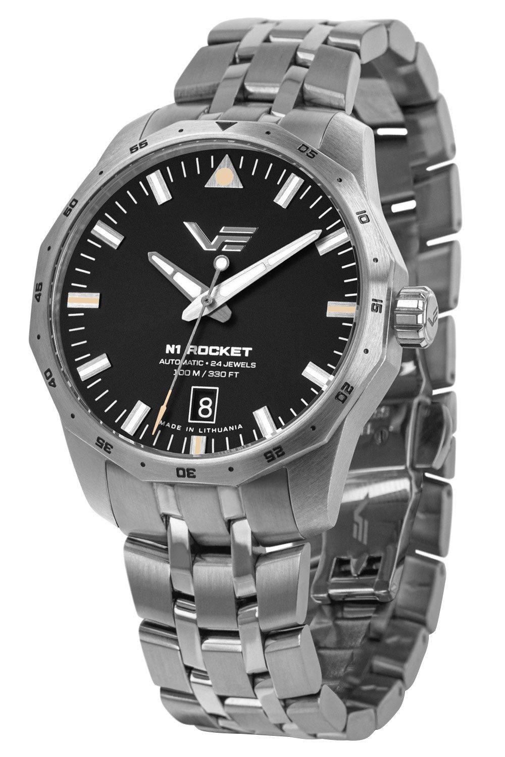 Vostok Europe Automatikuhr Armbanduhr Automatik Rocket N1 Stahl/Schwarz 39 mm