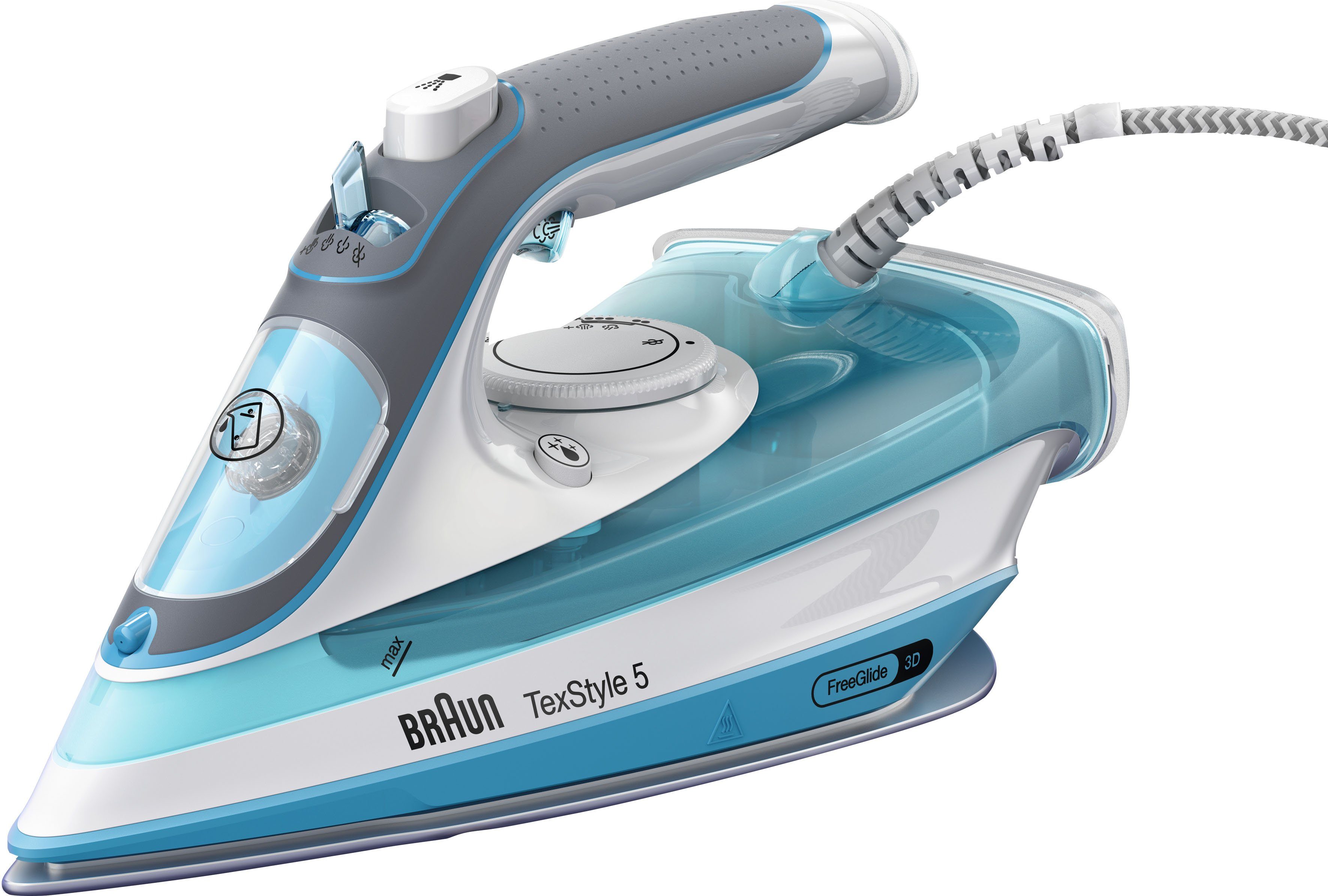 Braun Dampfbügeleisen TexStyle 5 SI 5006 BL - 2.600 W, 180 g Dampfstoß, 300 ml Wassertank, 2600 W, 50 g Dampfmenge, SuperCeramic Bügelsohle, offenes Griffdesign