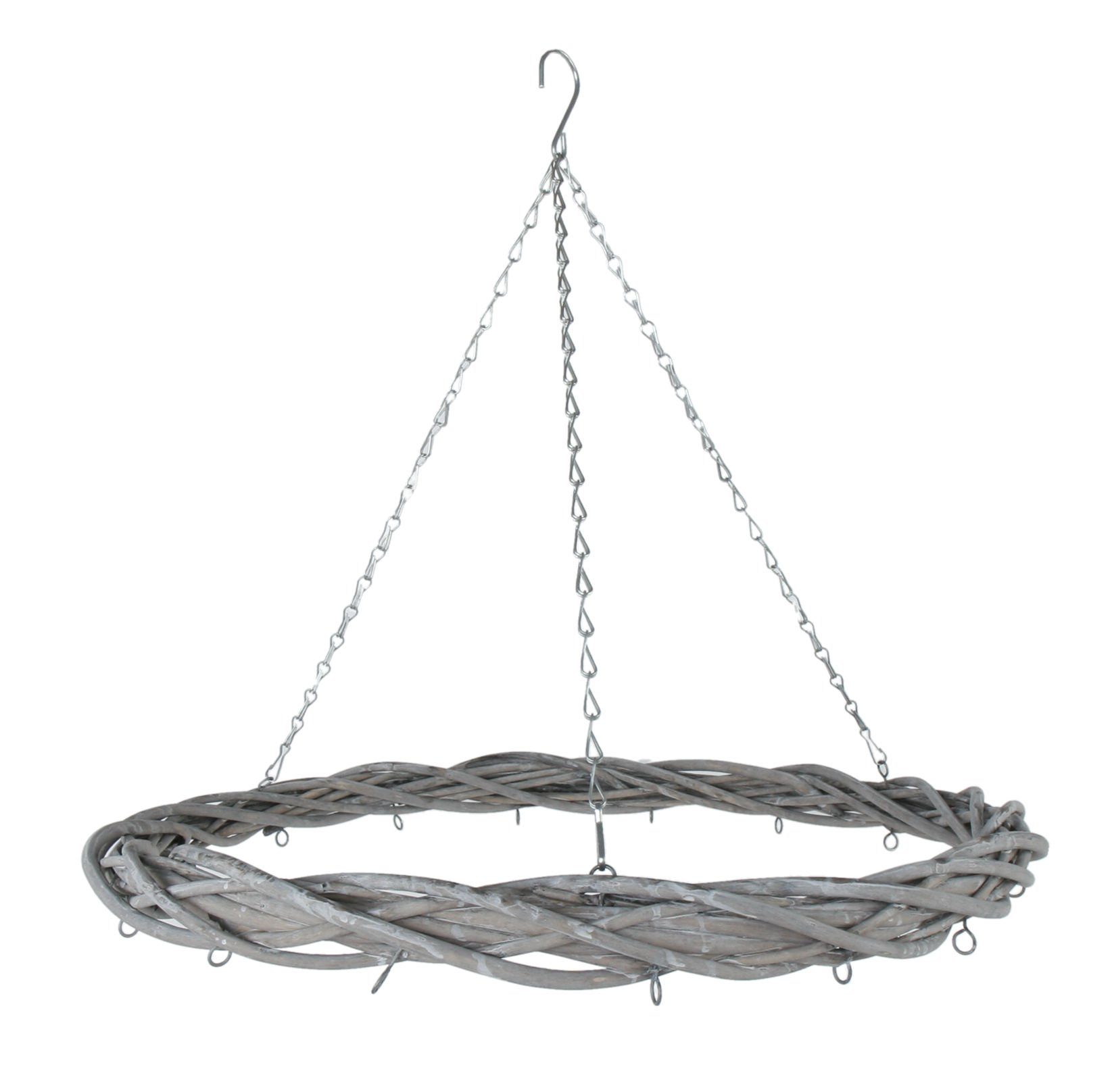 Spetebo Dekokranz Rattan Kranz zum Hängen - Ø 60 cm / grau, Hänge Deko mit günstig online kaufen
