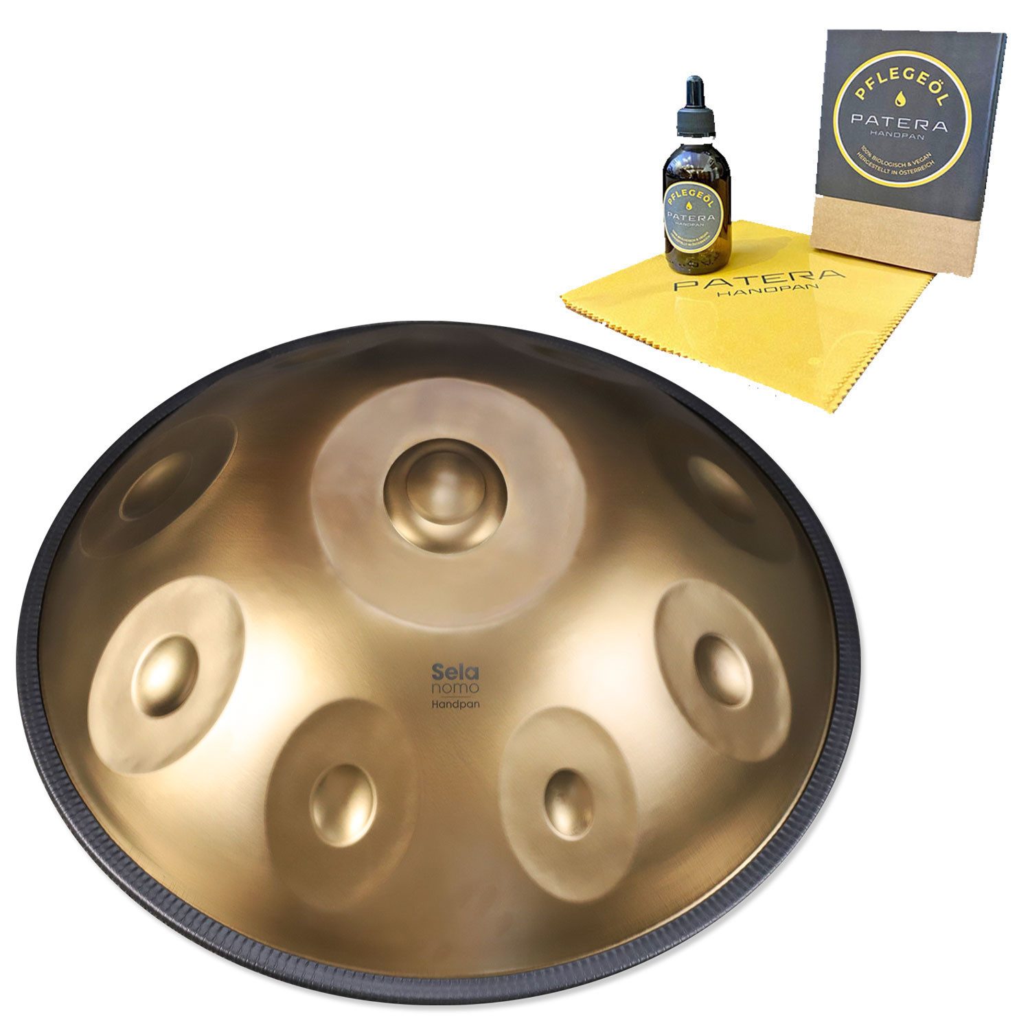 Sela Handpan Sela Nomo sehp401 Handpan D-Kurd Edelstahl 12 Töne mit Pflegemittel,Vorteils-Set mit Pflegemittel, 1-St., Handpan D-Kurd, Vorteils-Set mit Pflegemittel