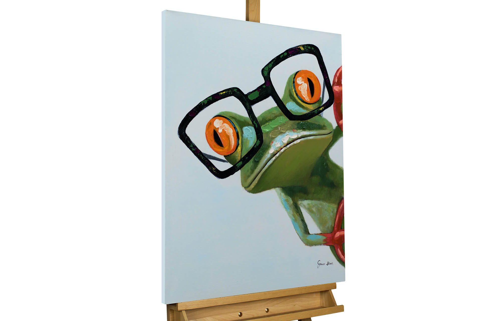 KUNSTLOFT Gemälde Funky Frog 60x80 cm, Leinwandbild 100% HANDGEMALT Wandbild Wohnzimmer. € 219,00