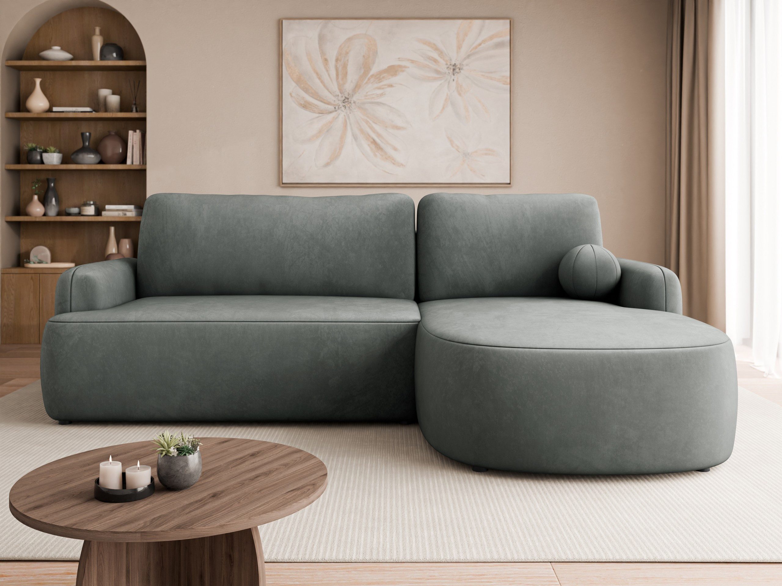 MIRJAN24 Ecksofa Loridu, mit Schlaffunktion und Bettkasten, Kissen-Set, 250x174x90 cm